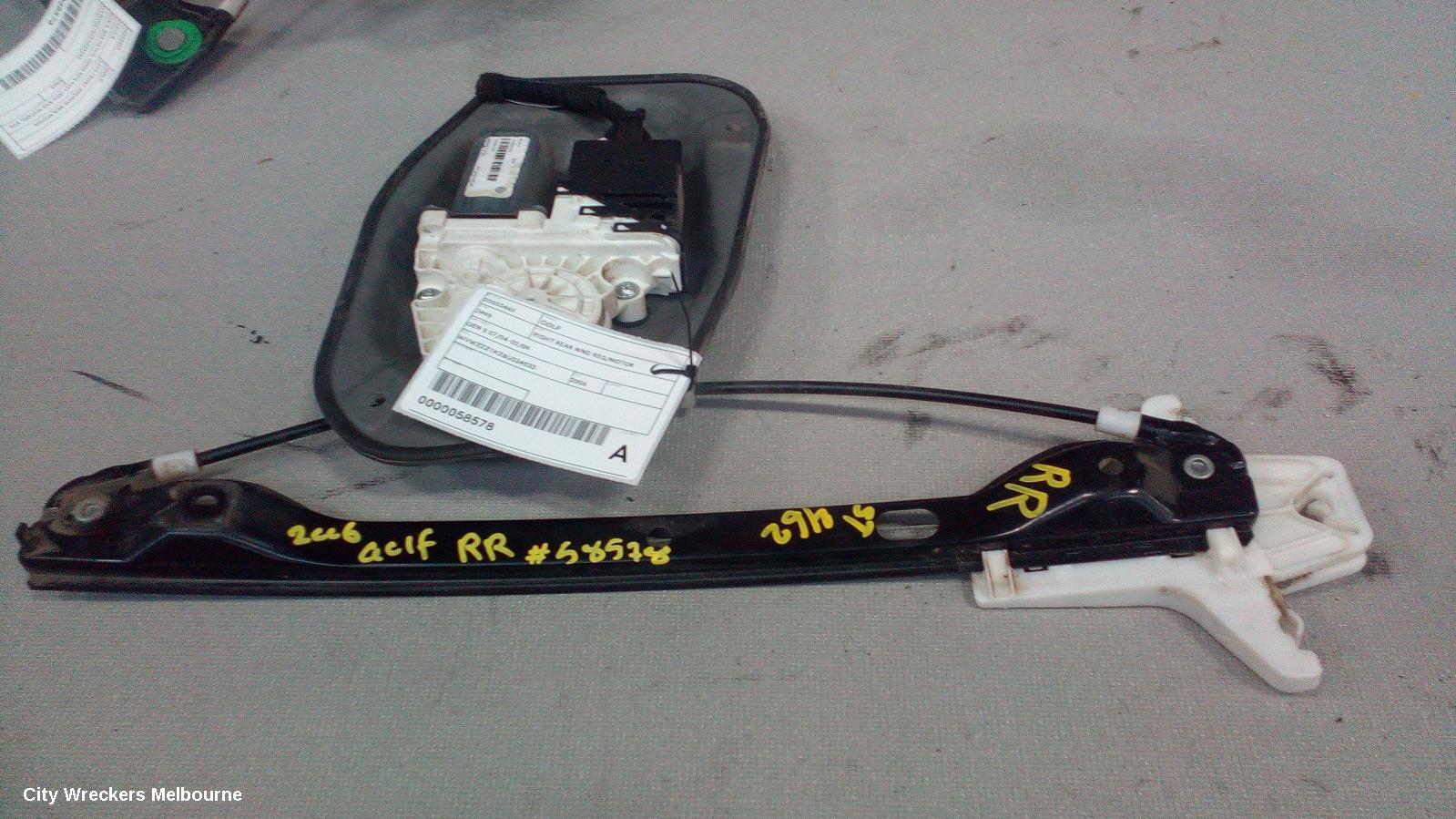 VOLKSWAGEN GOLF RIGHT REAR WND REG/MOTOR, GEN 5 06/2004 - 02/2009