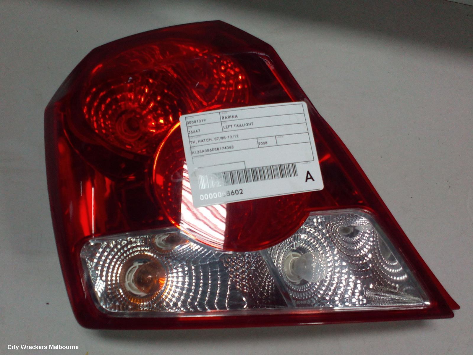 HOLDEN BARINA LEFT TAILLIGHT, TK, HATCH, 07/2008 - 12/2012