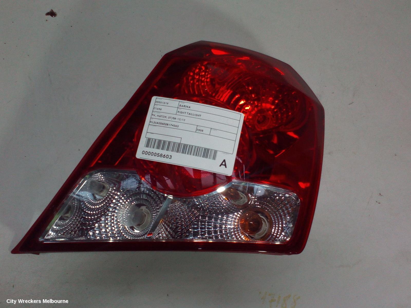 HOLDEN BARINA RIGHT TAILLIGHT, TK, HATCH, 07/2008 - 12/2012