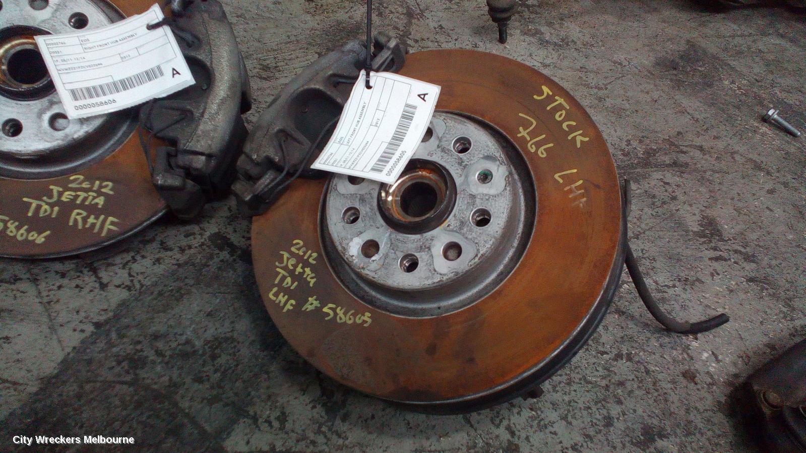 VOLKSWAGEN EOS LEFT FRONT HUB ASSEMBLY, 1F, 4 BOLT TYPE, 02/2007 - 12/2014