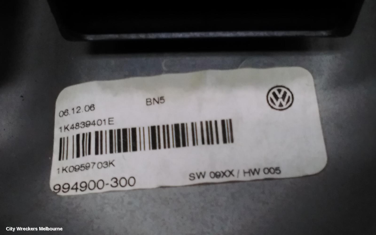 VOLKSWAGEN GOLF LEFT REAR WND REG/MOTOR, GEN 5 06/2004 - 02/2009