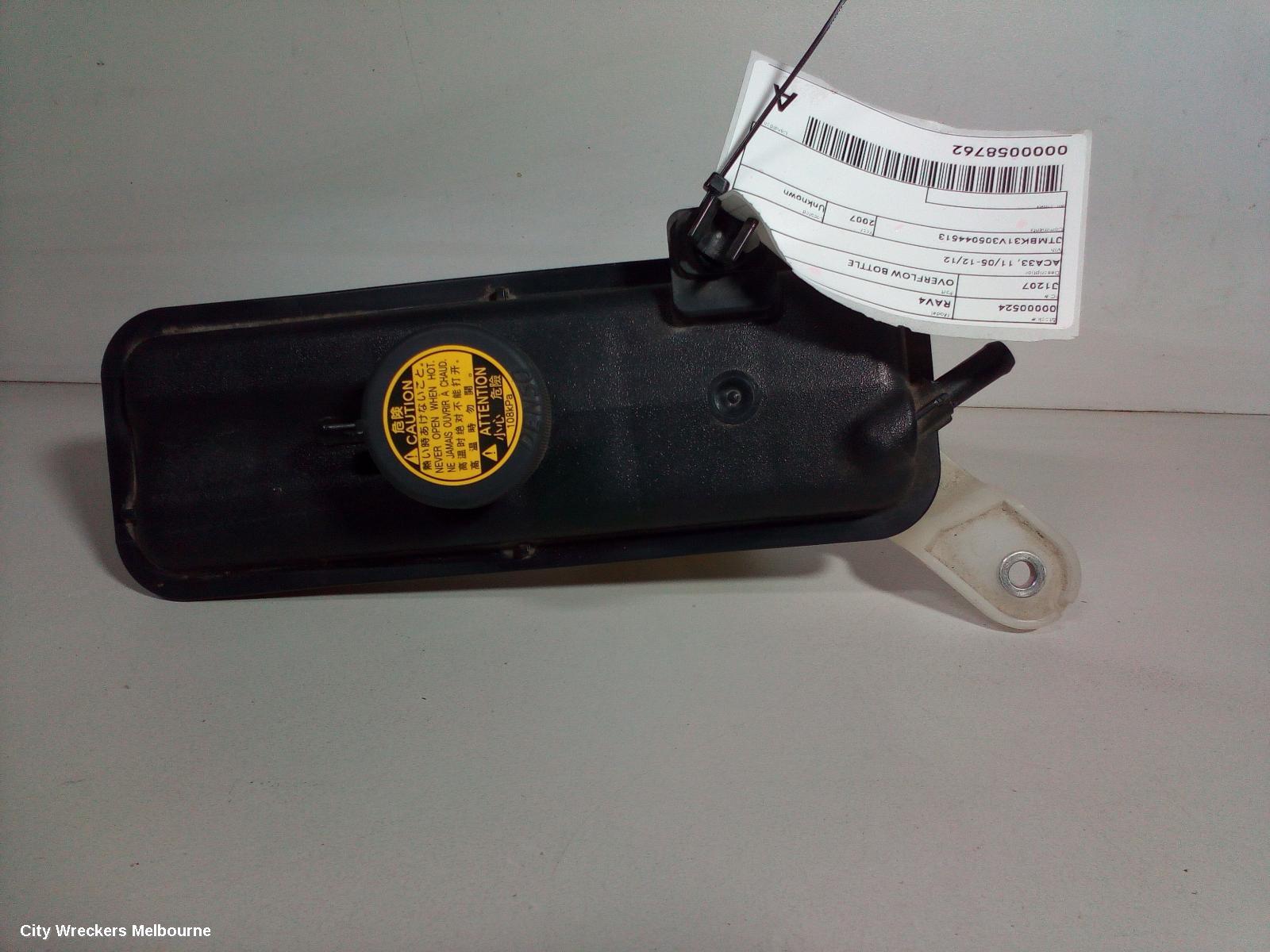 TOYOTA RAV4 OVERFLOW BOTTLE, ACA33/ACA38, 11/2005 - 12/2012