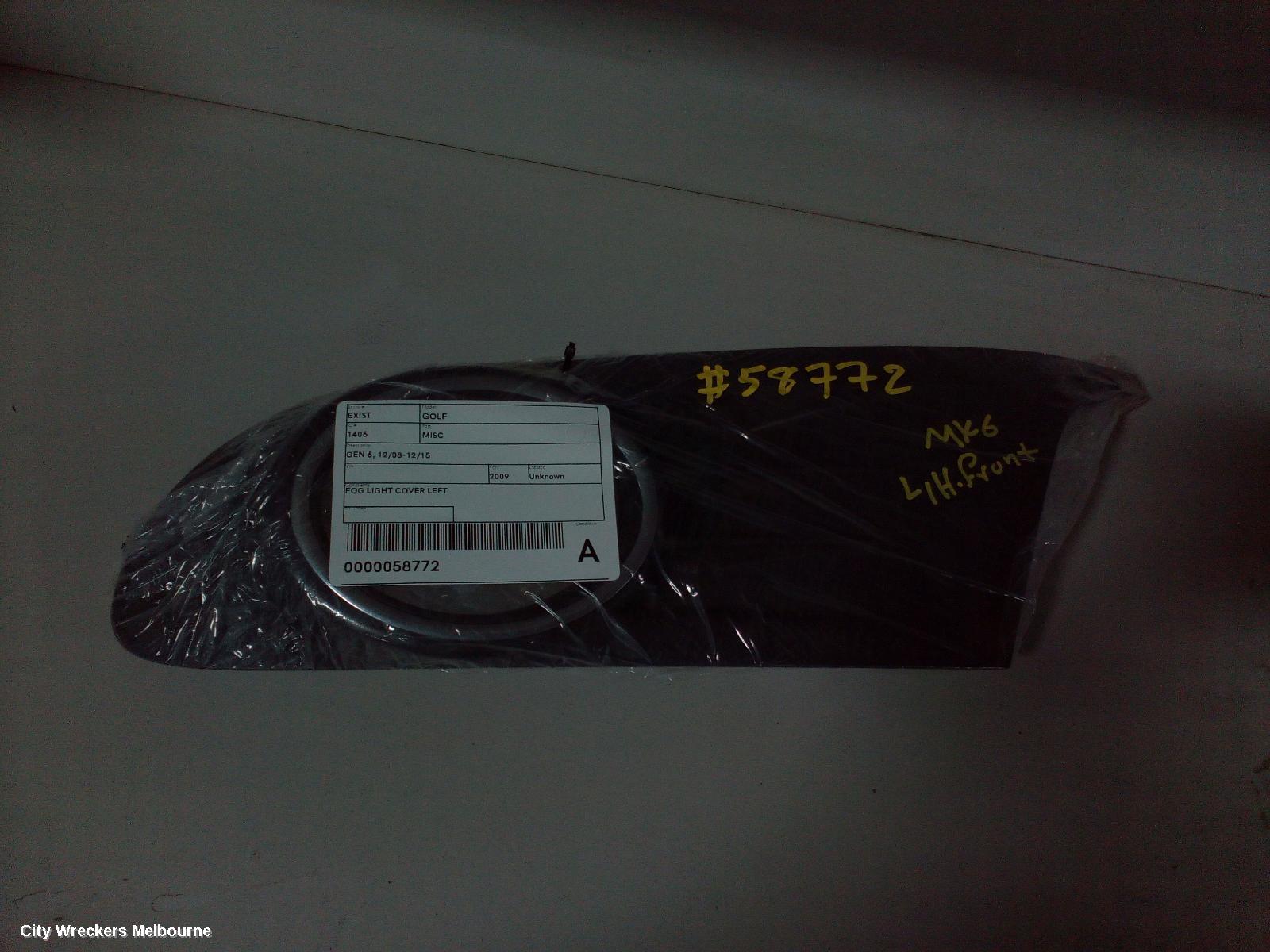VOLKSWAGEN GOLF, GEN 6, 10/2008 - 12/2015, FOG LIGHT COVER LEFT: 58772