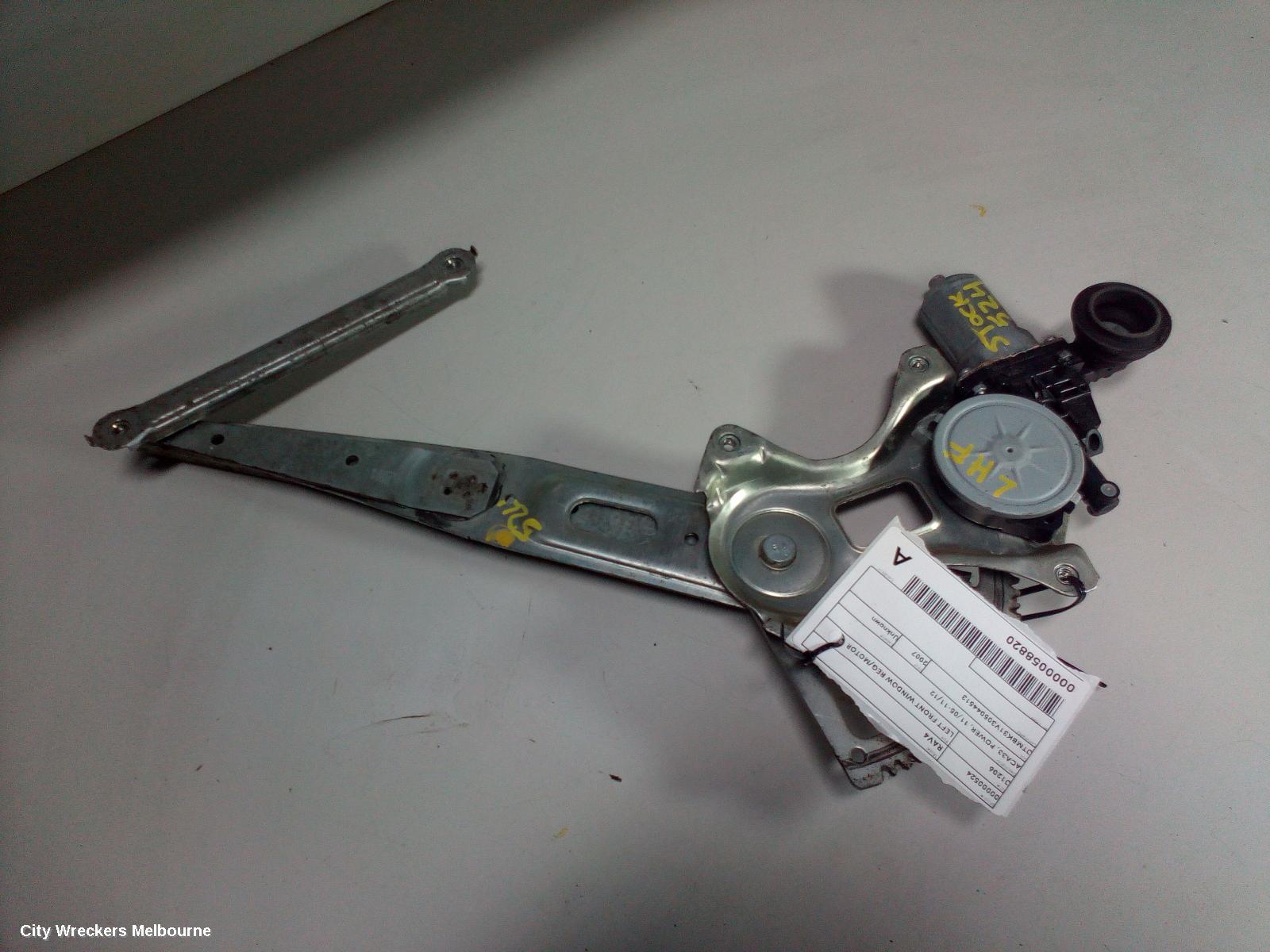 TOYOTA RAV4 LEFT FRONT WINDOW REG/MOTOR, ACA33, POWER, 11/2005 - 11/2012