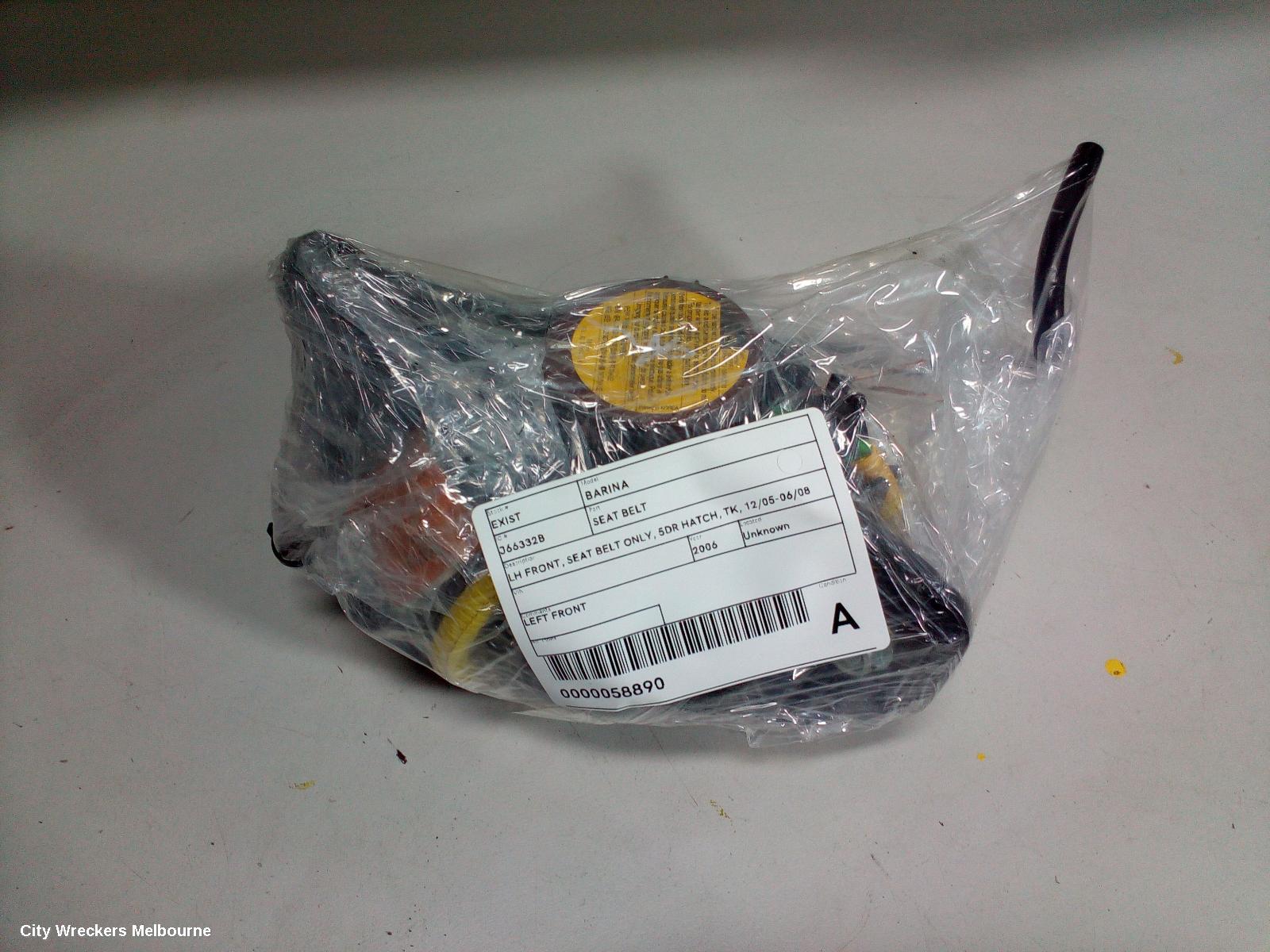HOLDEN BARINA SEATBELT/STALK, LH FRONT, SEAT BELT ONLY, 5DR HATCH, TK, 12/2005 - 06/2008