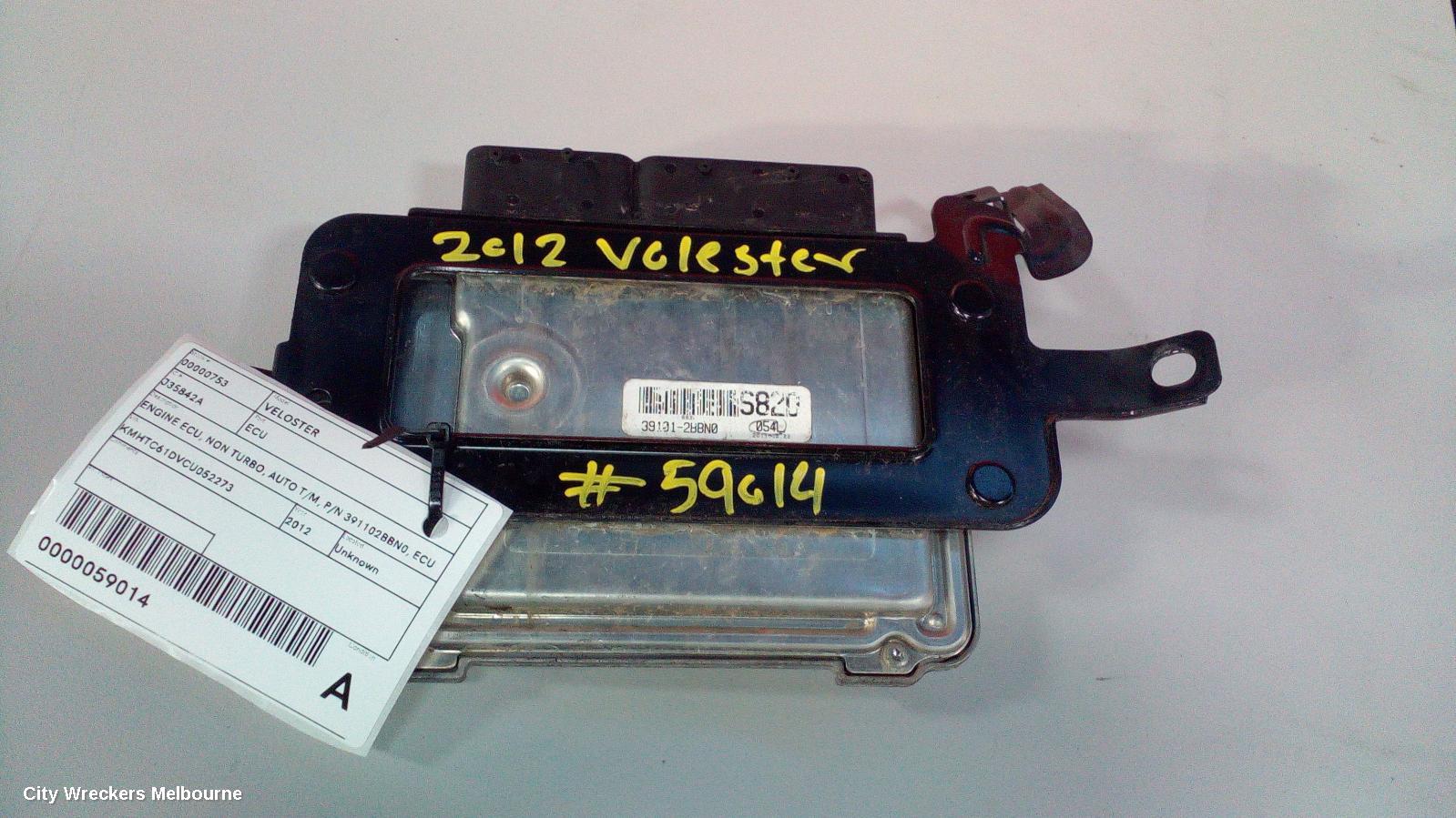HYUNDAI VELOSTER ECU, ENGINE ECU, NON TURBO, AUTO T/M, P/N 391102BBN0, ECU ONLY, FS, 12/2011 - 02/2018