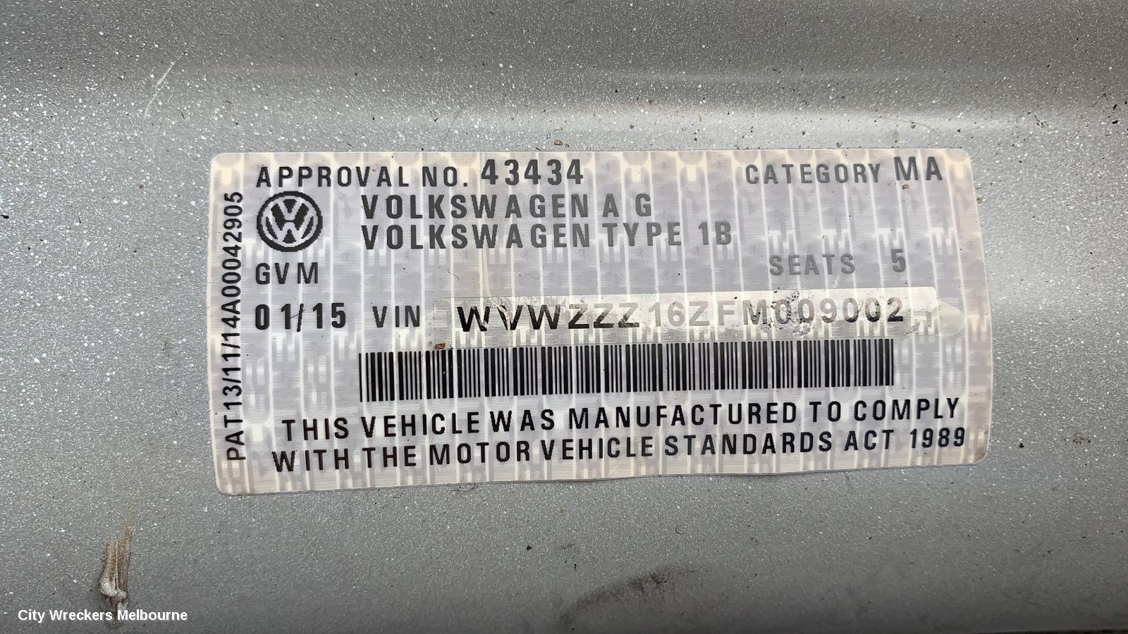 VOLKSWAGEN JETTA SUNVISOR, 1B, LH SIDE, 02/2011 - 12/2017