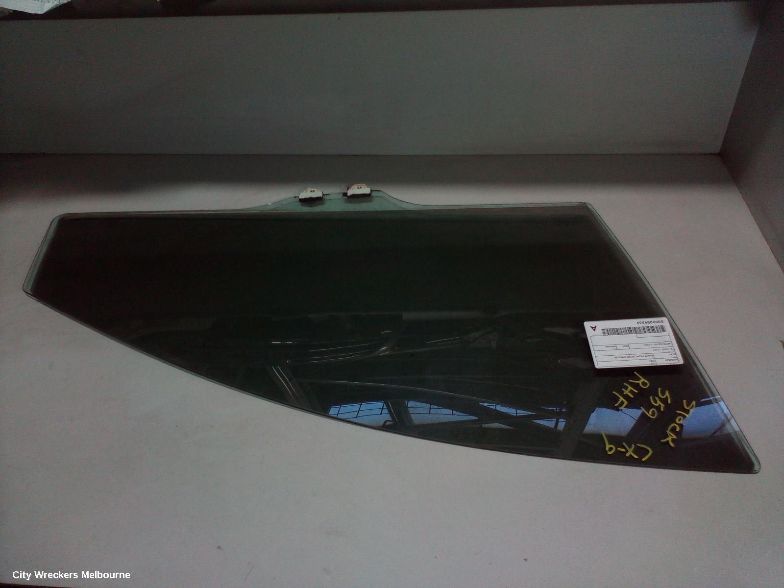 MAZDA CX9 RIGHT FRONT DOOR WINDOW, TB, 12/2007 - 12/2015