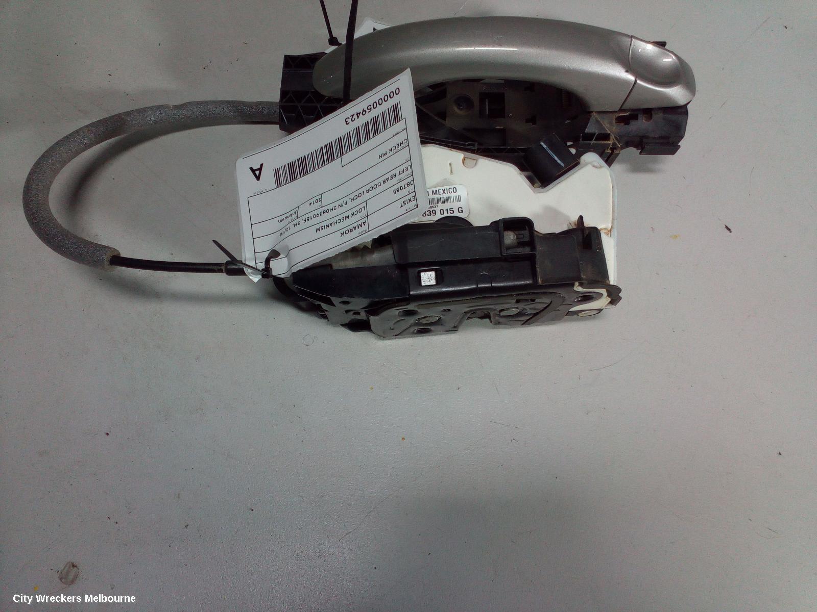 VOLKSWAGEN AMAROK DOOR/BOOT/GATE LOCK, LEFT REAR DOOR LOCK, P/N 2H0839015E, 2H, 12/2010 ONWARDS