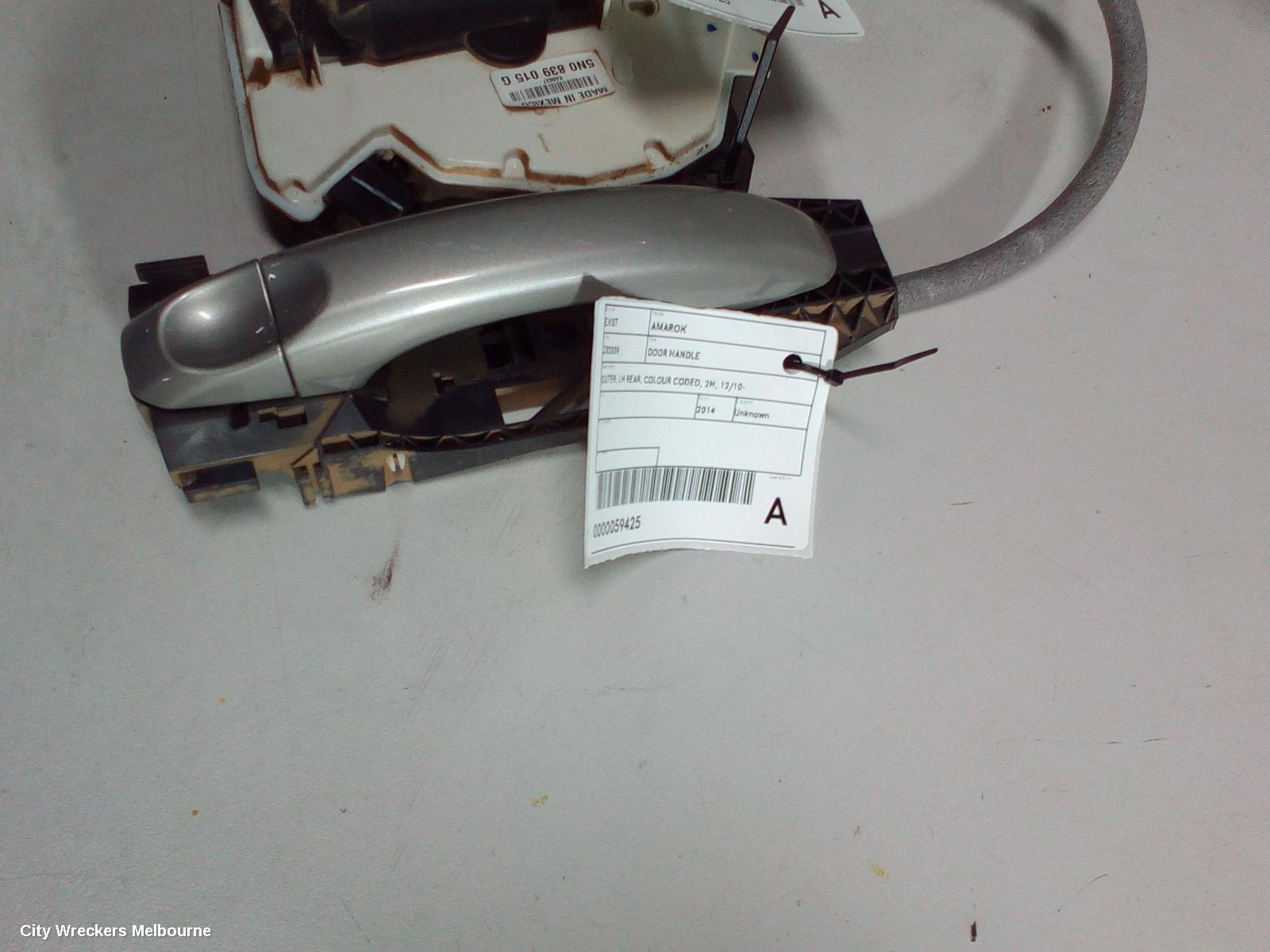 VOLKSWAGEN AMAROK DOOR HANDLE, OUTER, LH REAR, COLOUR CODED, 2H, 12/2010 ONWARDS