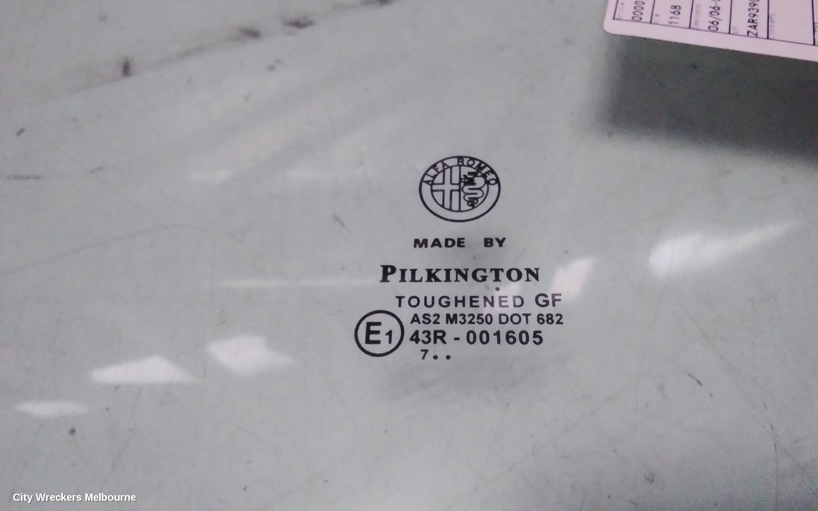 ALFA ROMEO 159 LEFT FRONT DOOR WINDOW, 06/2006 - 01/2012