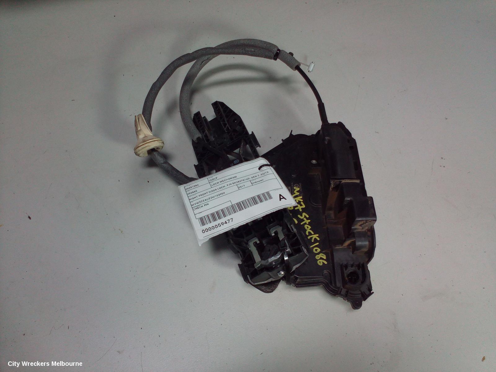 VOLKSWAGEN GOLF DOOR/BOOT/GATE LOCK, LEFT FRONT DOOR LOCK, P/N 5TC837015A, GEN 7, 03/2013 - 08/2020