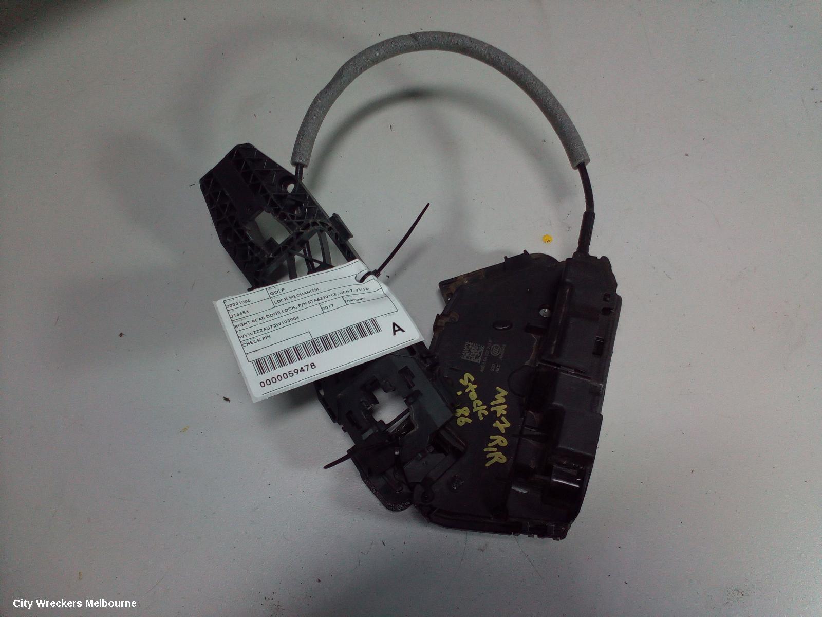 VOLKSWAGEN GOLF DOOR/BOOT/GATE LOCK, RIGHT REAR DOOR LOCK, P/N 5TA839016E, GEN 7, 03/2013 - 08/2020