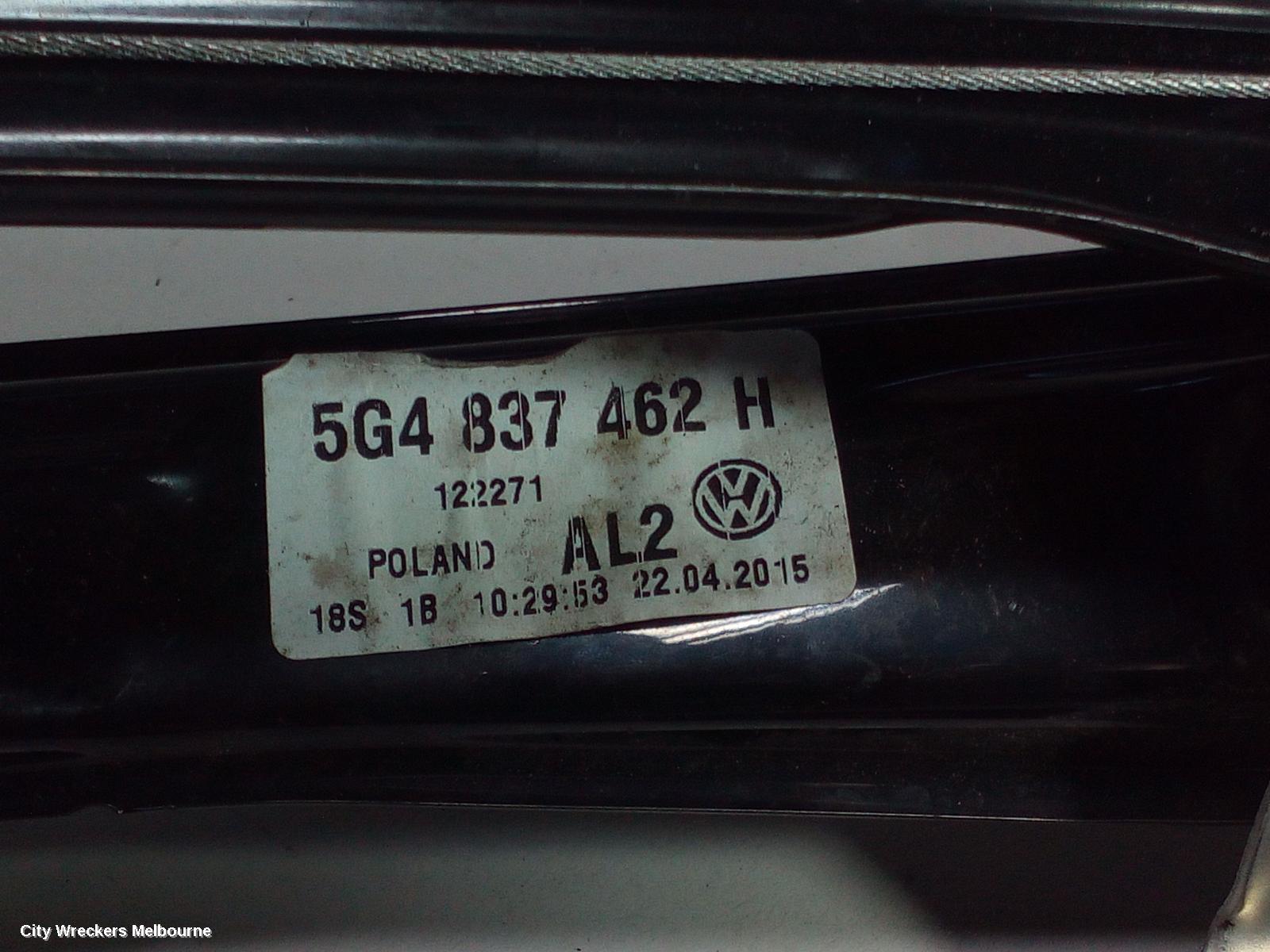 VOLKSWAGEN GOLF RIGHT FRONT WINDOW REG/MOTOR, GEN 7, 5DR HATCH/WAGON, 03/2013 - 08/2020
