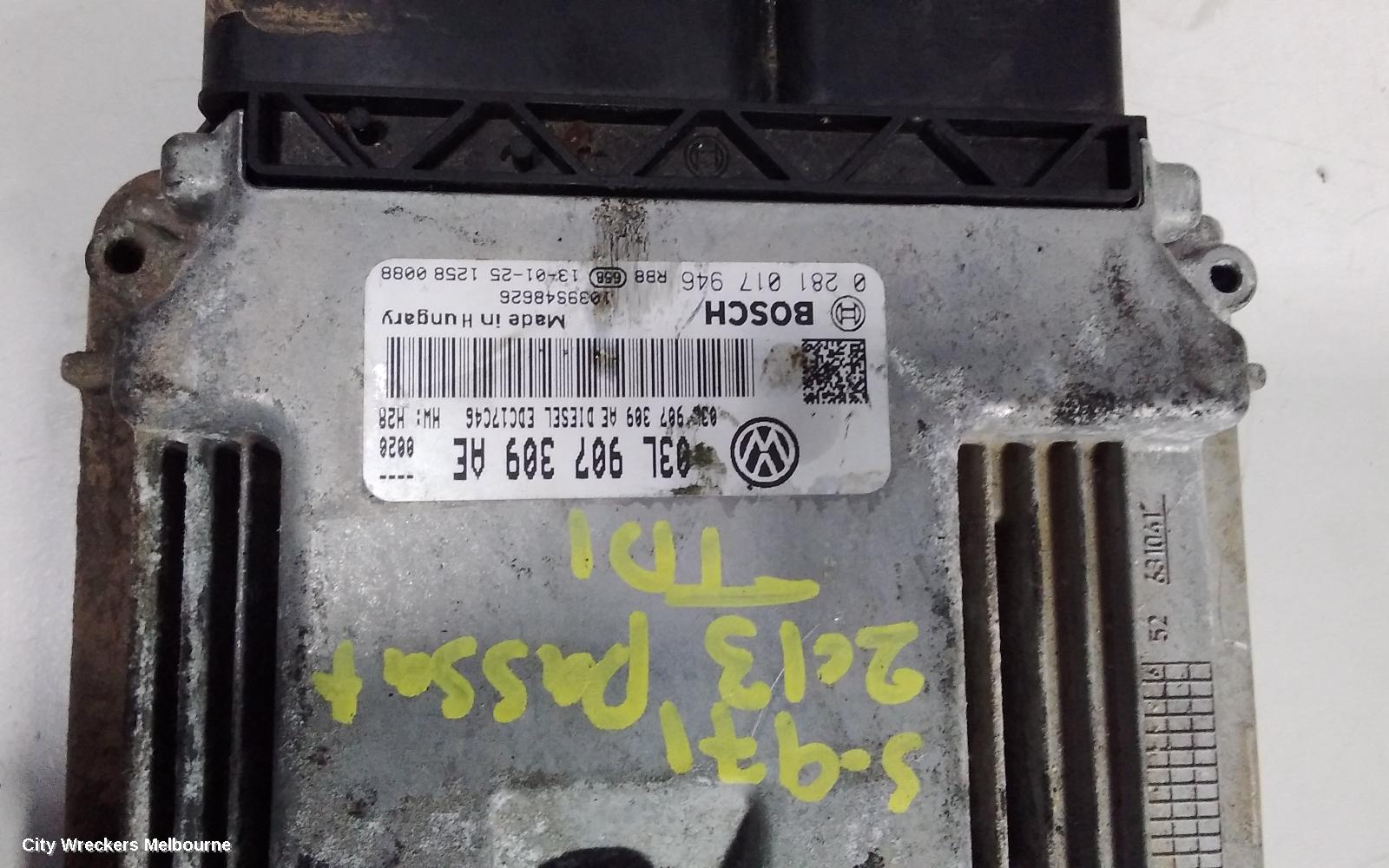 VOLKSWAGEN PASSAT ECU, ENGINE ECU, 2.0, DIESEL, CFGB CODE, ECU ONLY, 3C/MK6 B6, 08/2007 - 07/2013