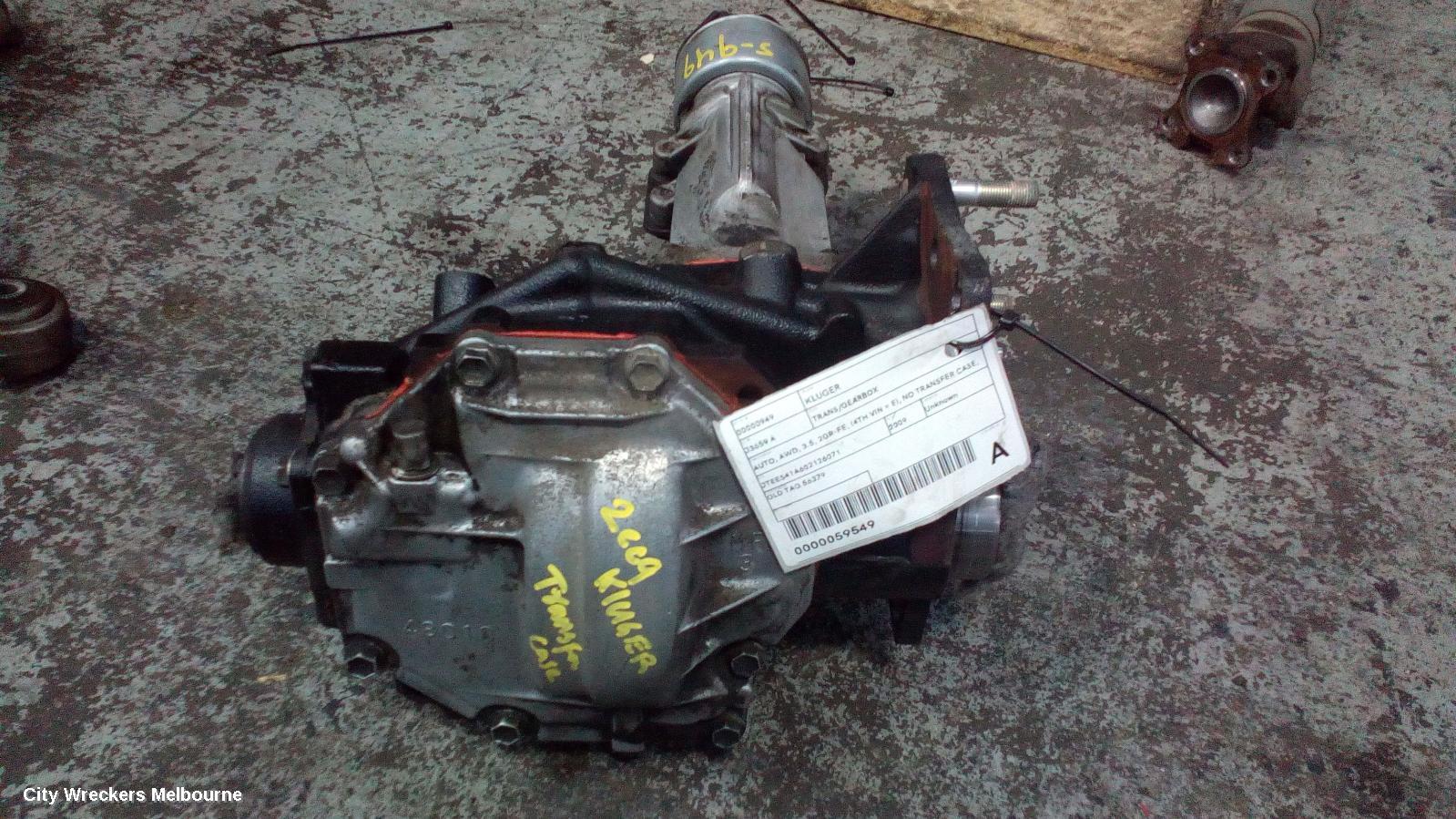 TOYOTA KLUGER TRANS/GEARBOX, AUTO, AWD, 3.5, 2GR-FE, (4TH VIN = E), NO TRANSFER CASE, GSU40-GSU45, 05/2007 - 02/2014