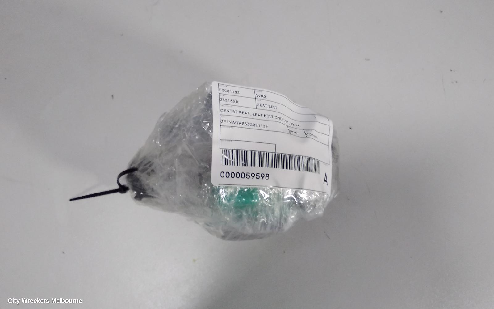 SUBARU WRX SEATBELT/STALK, CENTRE REAR, SEAT BELT ONLY, V1, 03/2014 ONWARDS