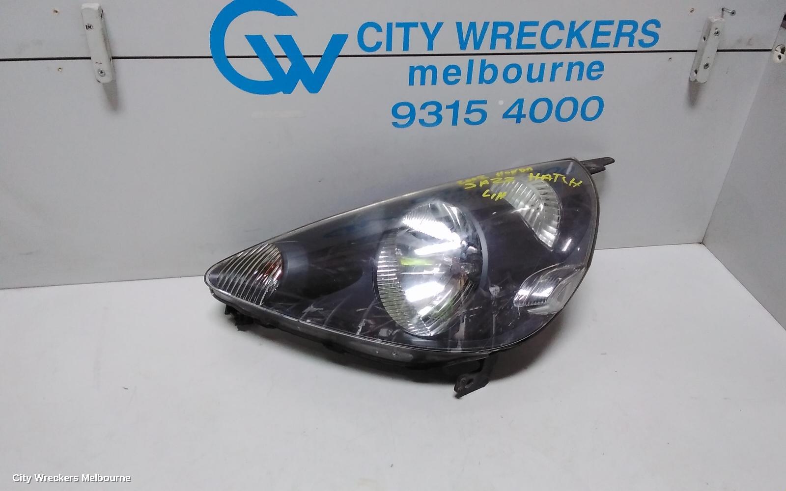 HONDA JAZZ LEFT HEADLAMP, GD, BLACK INSERT TYPE, LENS# P2188, 10/2002 - 09/2004
