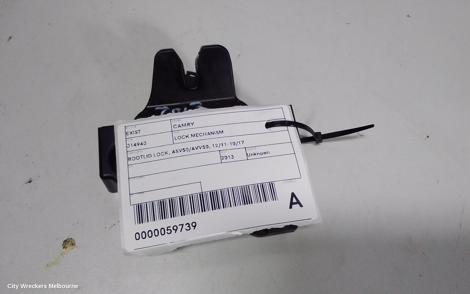 TOYOTA CAMRY DOOR/BOOT/GATE LOCK, BOOTLID LOCK, ASV50/AVV50, 12/2011 - 10/2017