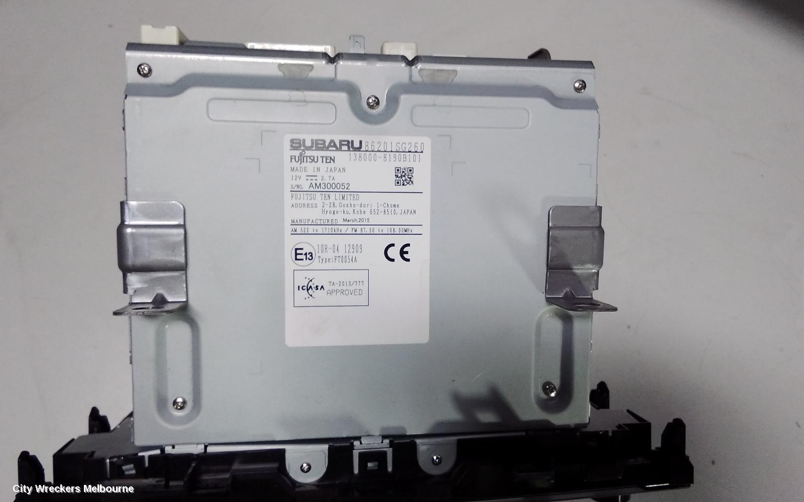 SUBARU FORESTER RADIO/CD/DVD/SAT/TV, SINGLE DISC CD PLAYER (P/N ON FACE CF225KM), SJ, 12/2012 - 03/2015