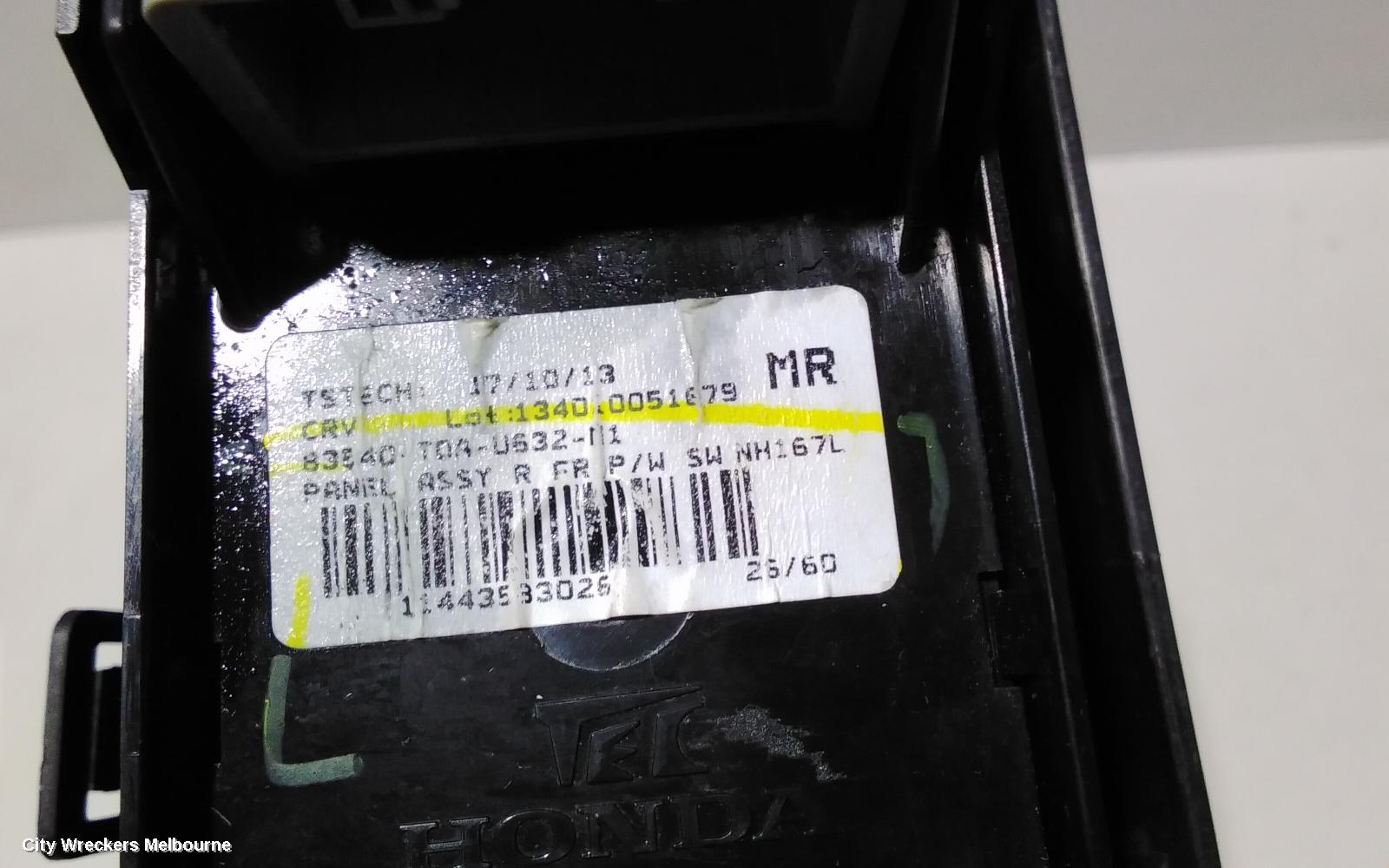 HONDA CRV PWR DR WIND SWITCH, RH FRONT (MASTER SWITCH), AUTO DOWN ALL WINDOWS, RM, 11/2012 - 04/2017