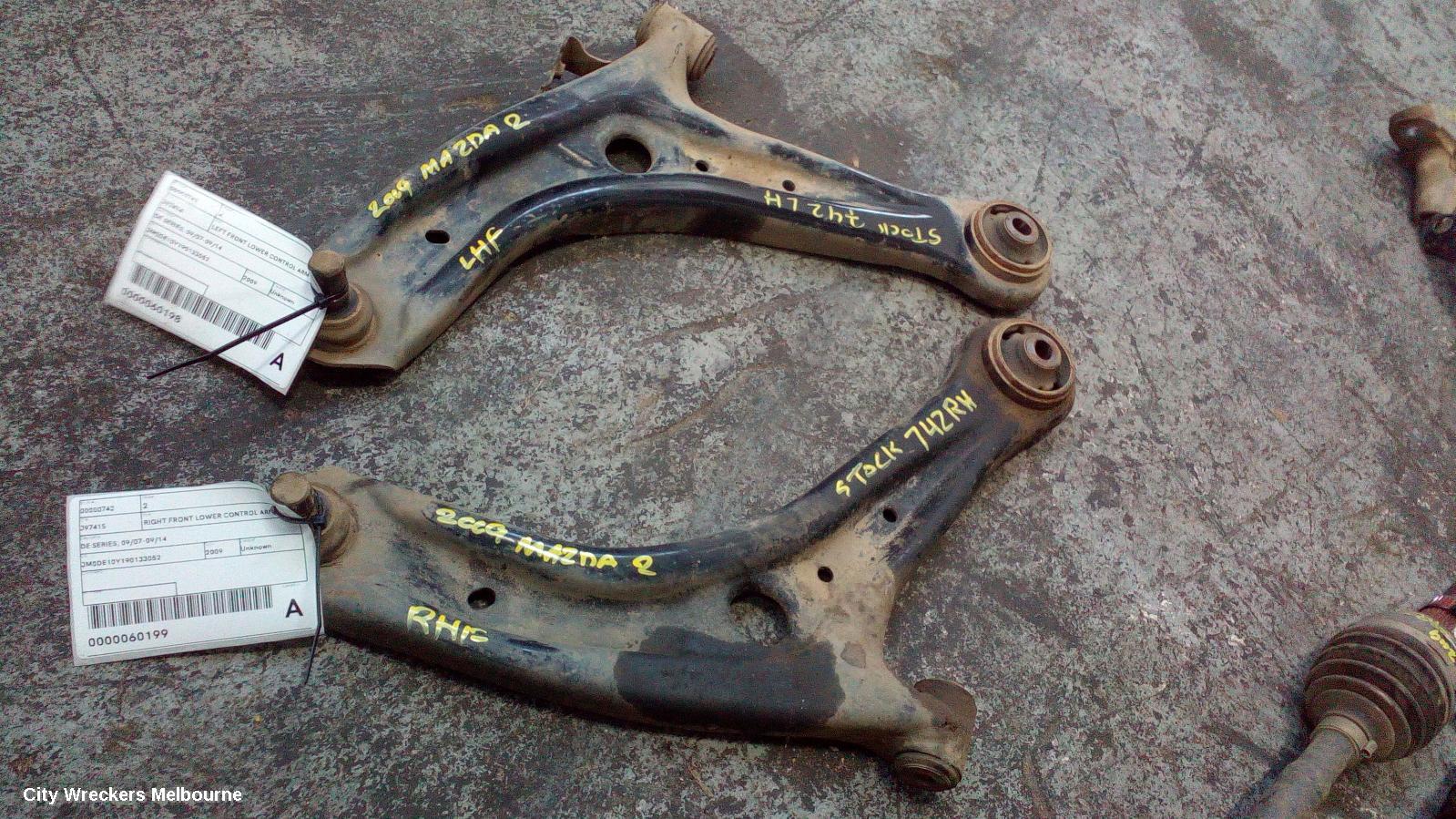 MAZDA 2 RIGHT FRONT LOWER CONTROL ARM, DE SERIES, 09/2007 - 09/2014