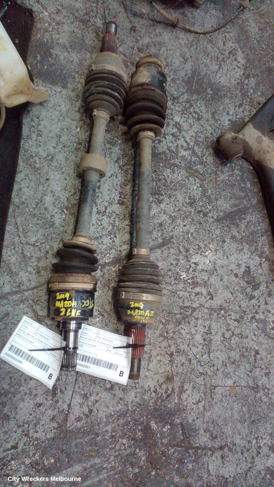 MAZDA 2 RIGHT DRIVESHAFT, MANUAL, ABS TYPE, DE SERIES, 09/2007 - 09/2014