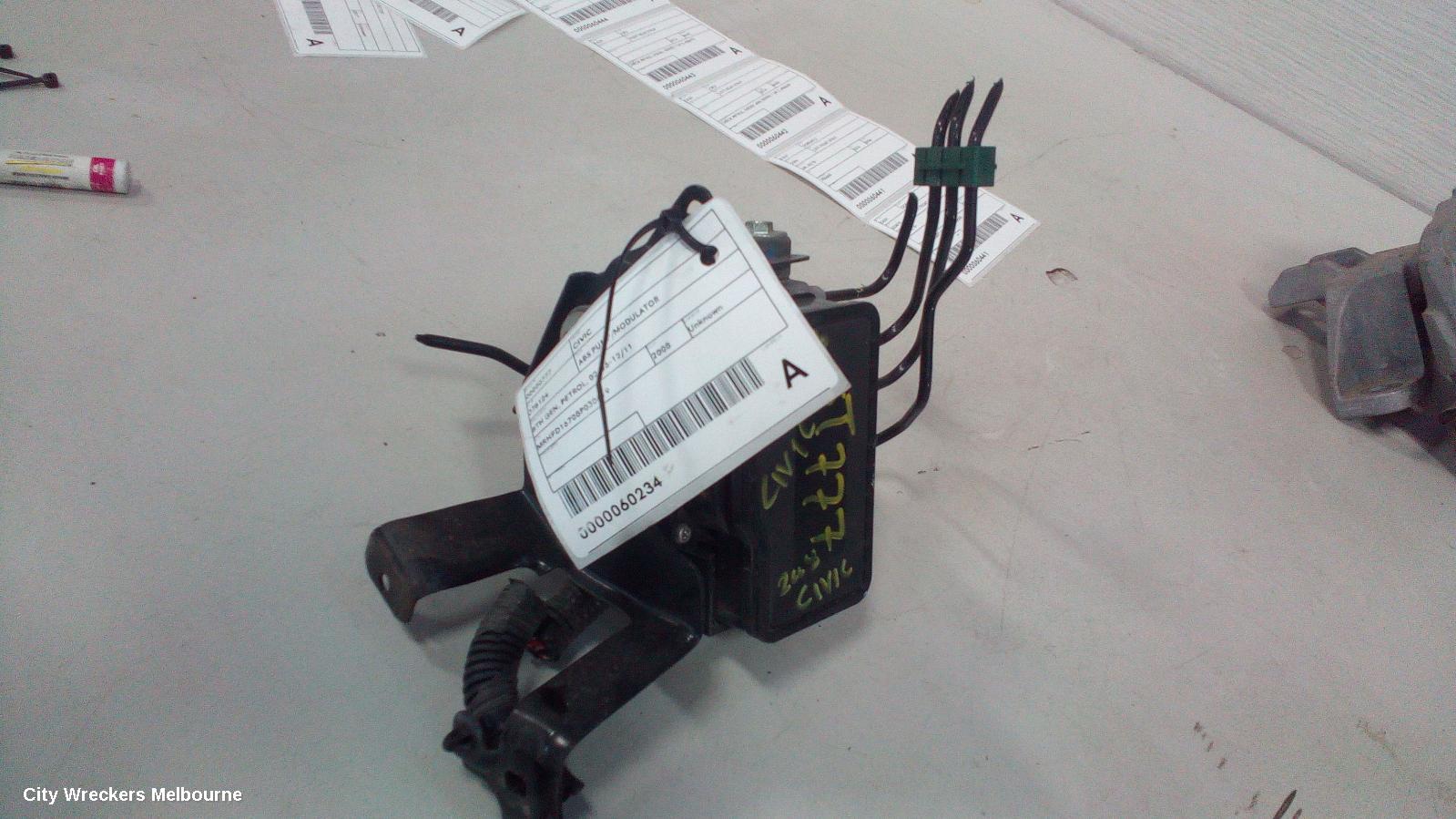 HONDA CIVIC ABS PUMP/MODULATOR, 8TH GEN, P/N 0T010068NBVVV, 02/2006 - 12/2011
