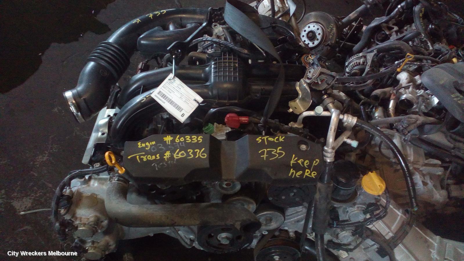 SUBARU IMPREZA ENGINE, PETROL, 2.0, FB20, MANUAL T/M, G4, 11/2014 - 10/2016