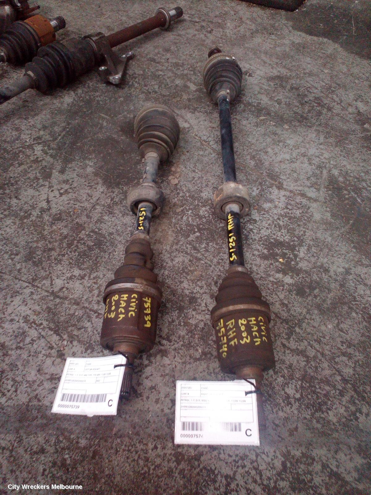 HONDA CIVIC RIGHT DRIVESHAFT, PETROL, 1.7, D17, NON ABS TYPE, 7TH GEN, 11/2000 - 12/2005