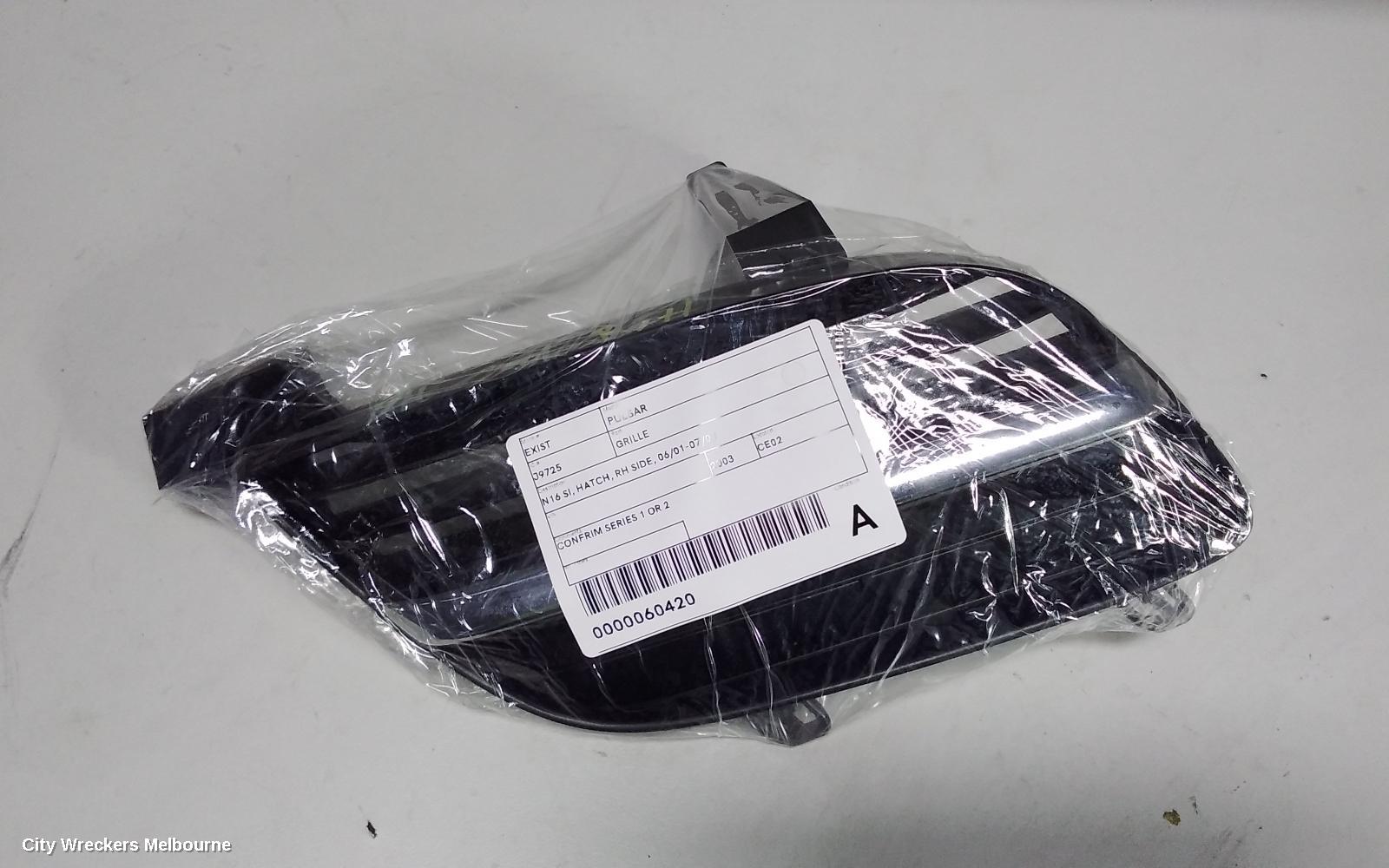 NISSAN PULSAR GRILLE, N16 SI, HATCH, RH SIDE, 06/2001 - 07/2003
