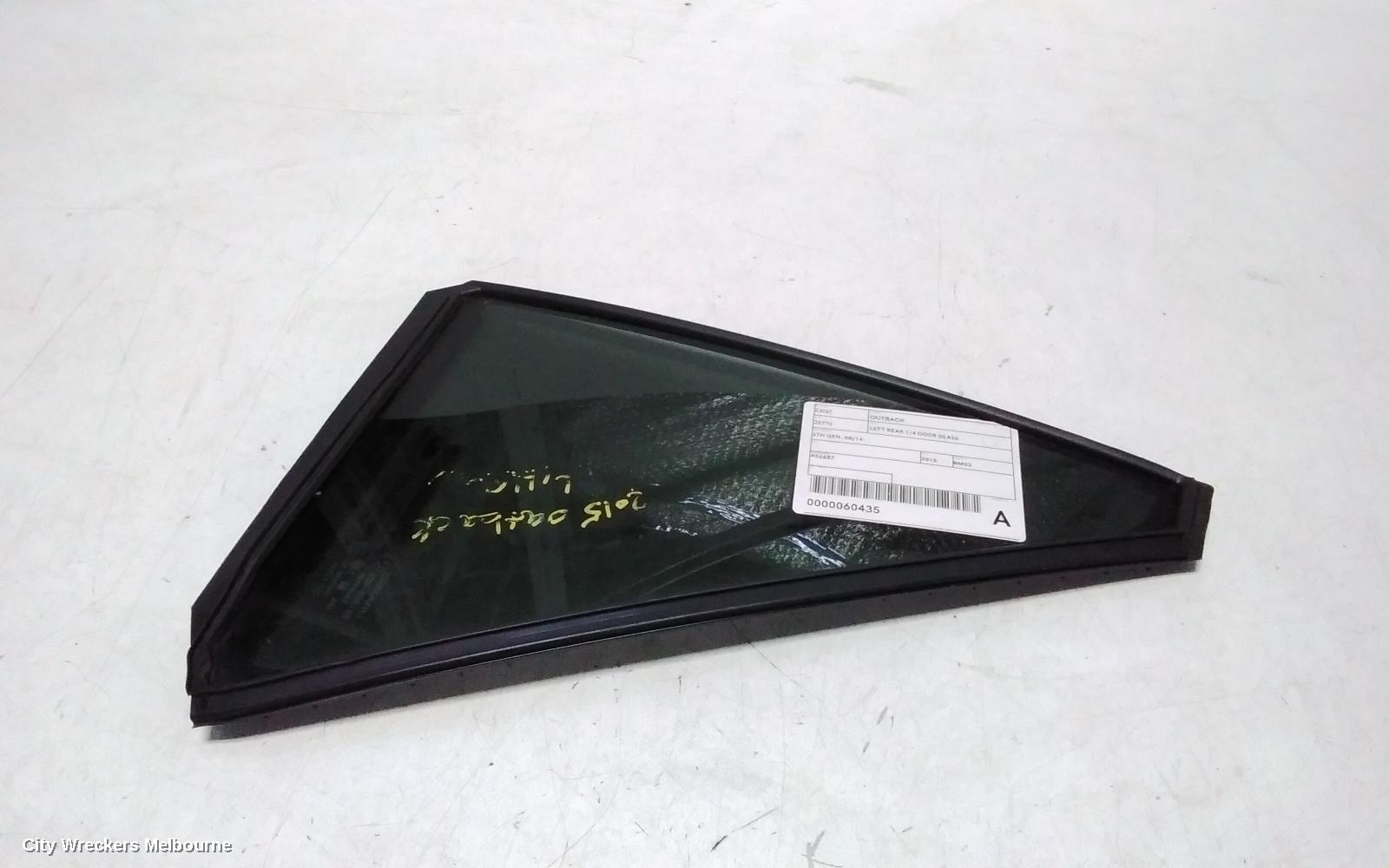 SUBARU OUTBACK LEFT REAR 1/4 DOOR GLASS, 6TH GEN, 08/2014 ONWARDS