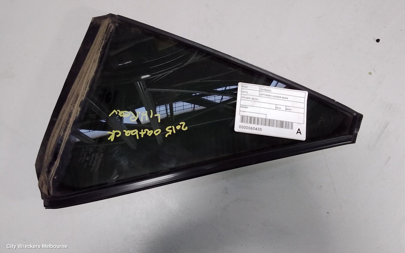 SUBARU OUTBACK LEFT REAR 1/4 DOOR GLASS, 6TH GEN, 08/2014 ONWARDS