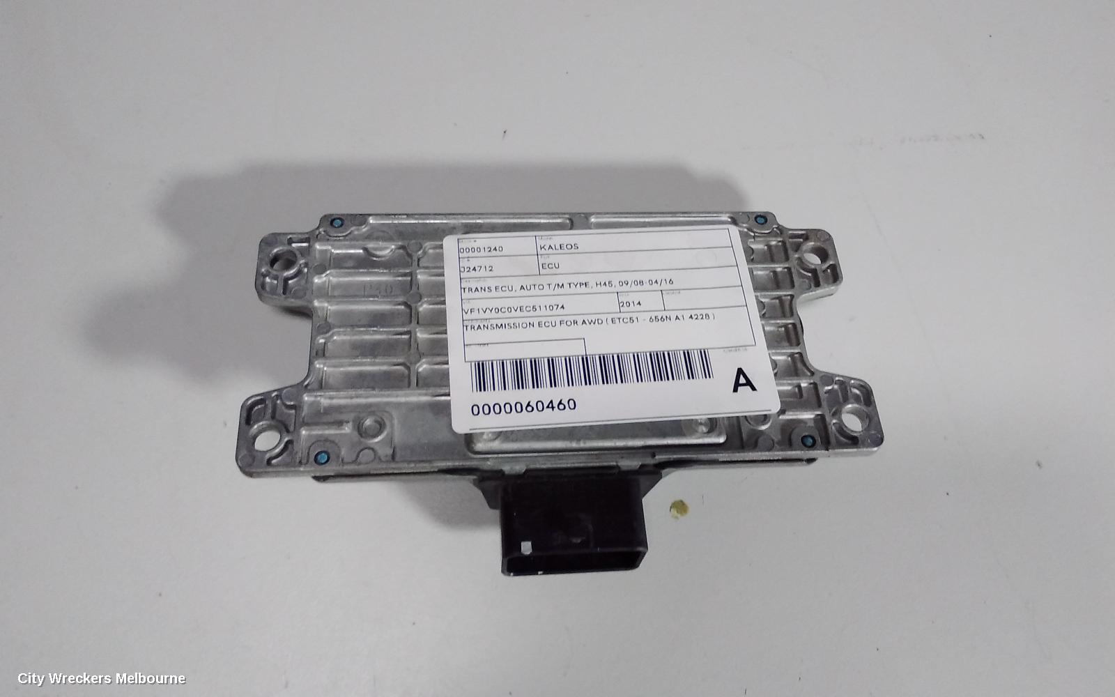 RENAULT KALEOS ECU, TRANS ECU, AUTO T/M TYPE, H45, 09/2008 - 04/2016