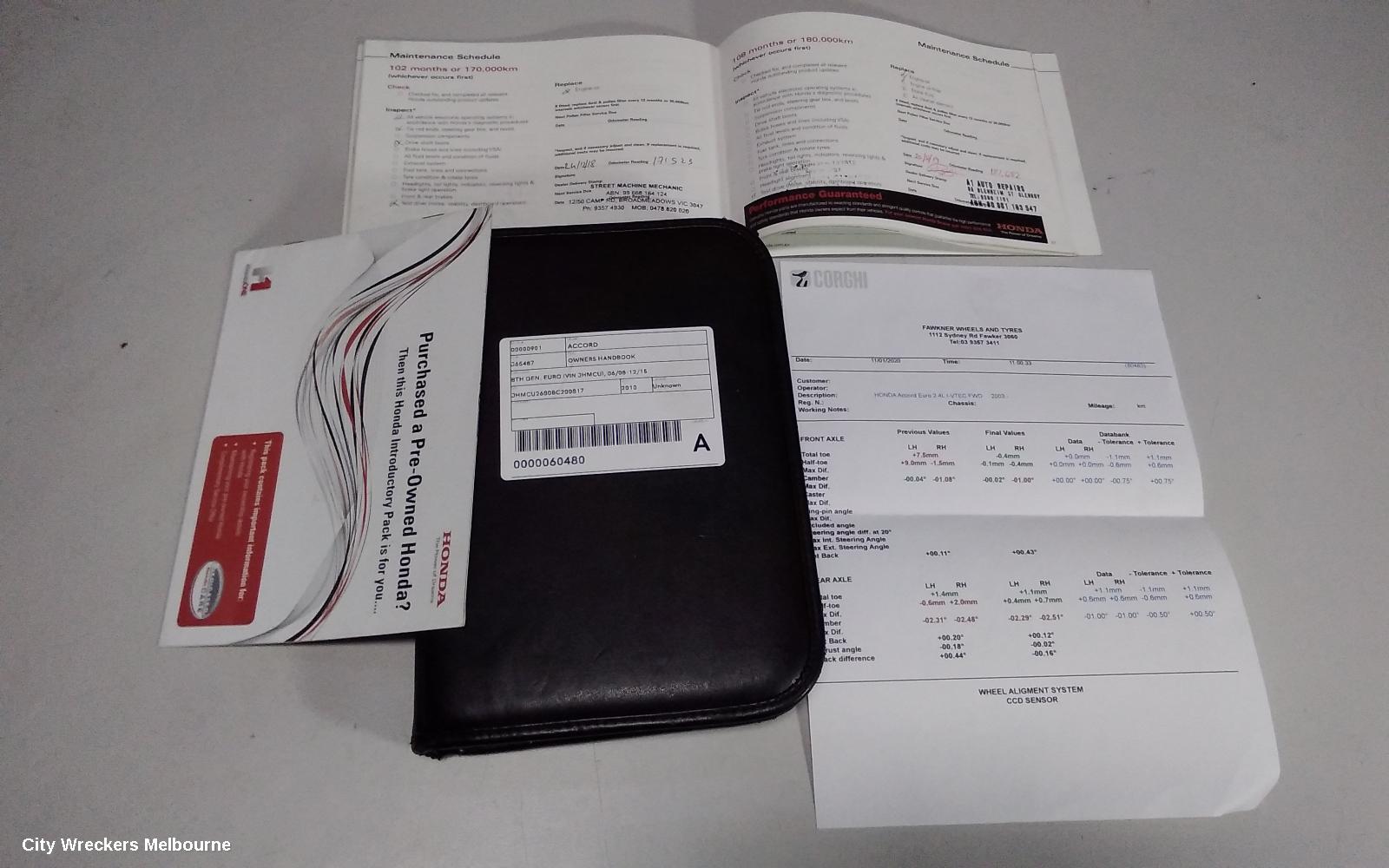 HONDA ACCORD OWNERS HANDBOOK, 8TH GEN, EURO (VIN JHMCU), 06/2008 - 12/2015