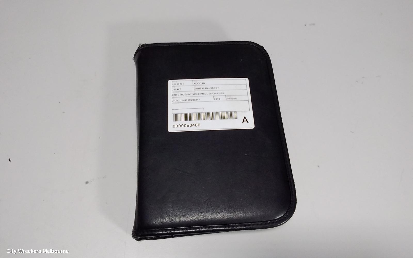 HONDA ACCORD OWNERS HANDBOOK, 8TH GEN, EURO (VIN JHMCU), 06/2008 - 12/2015