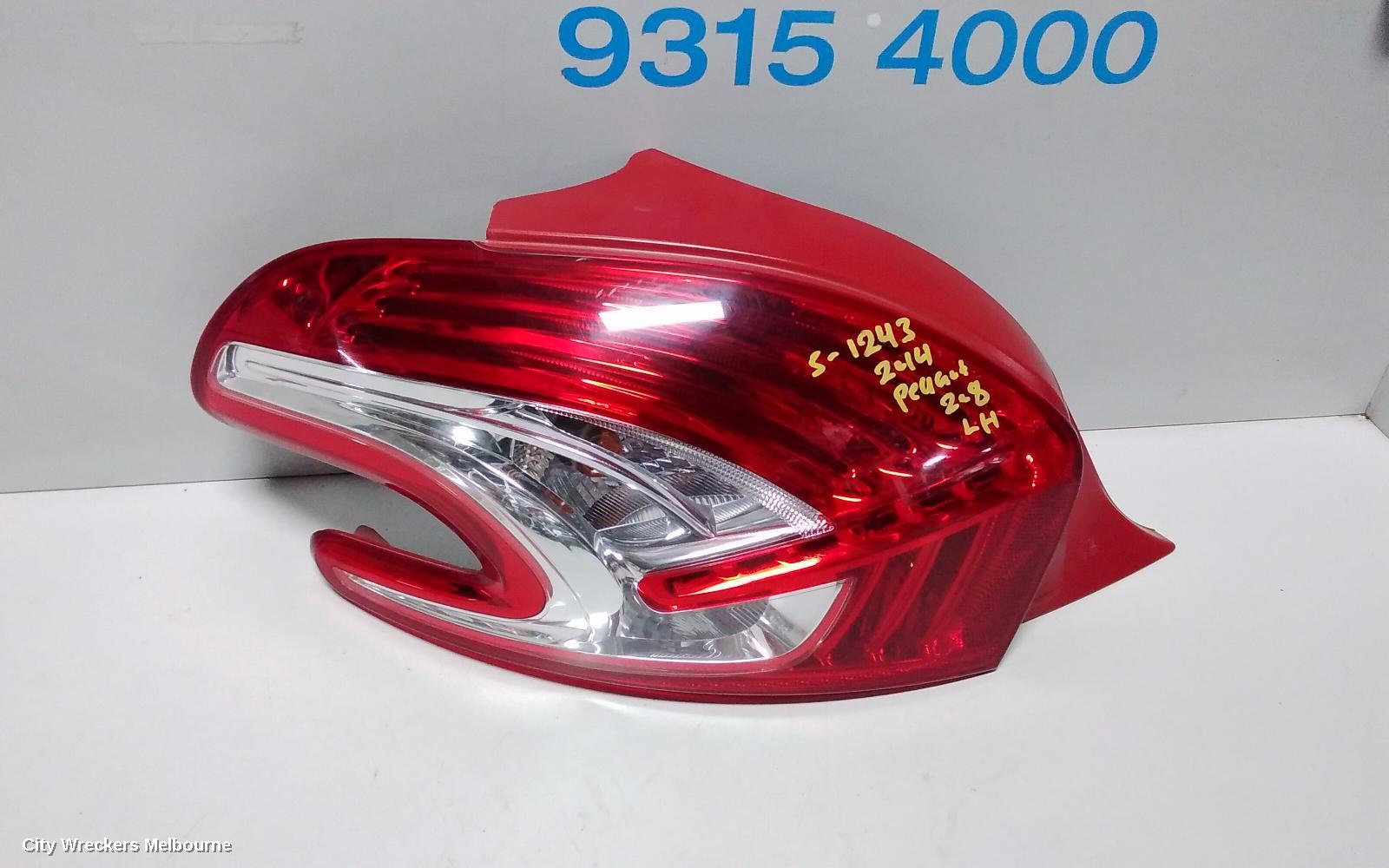 PEUGEOT 208 LEFT TAILLIGHT, A9, 10/2012 - 10/2015