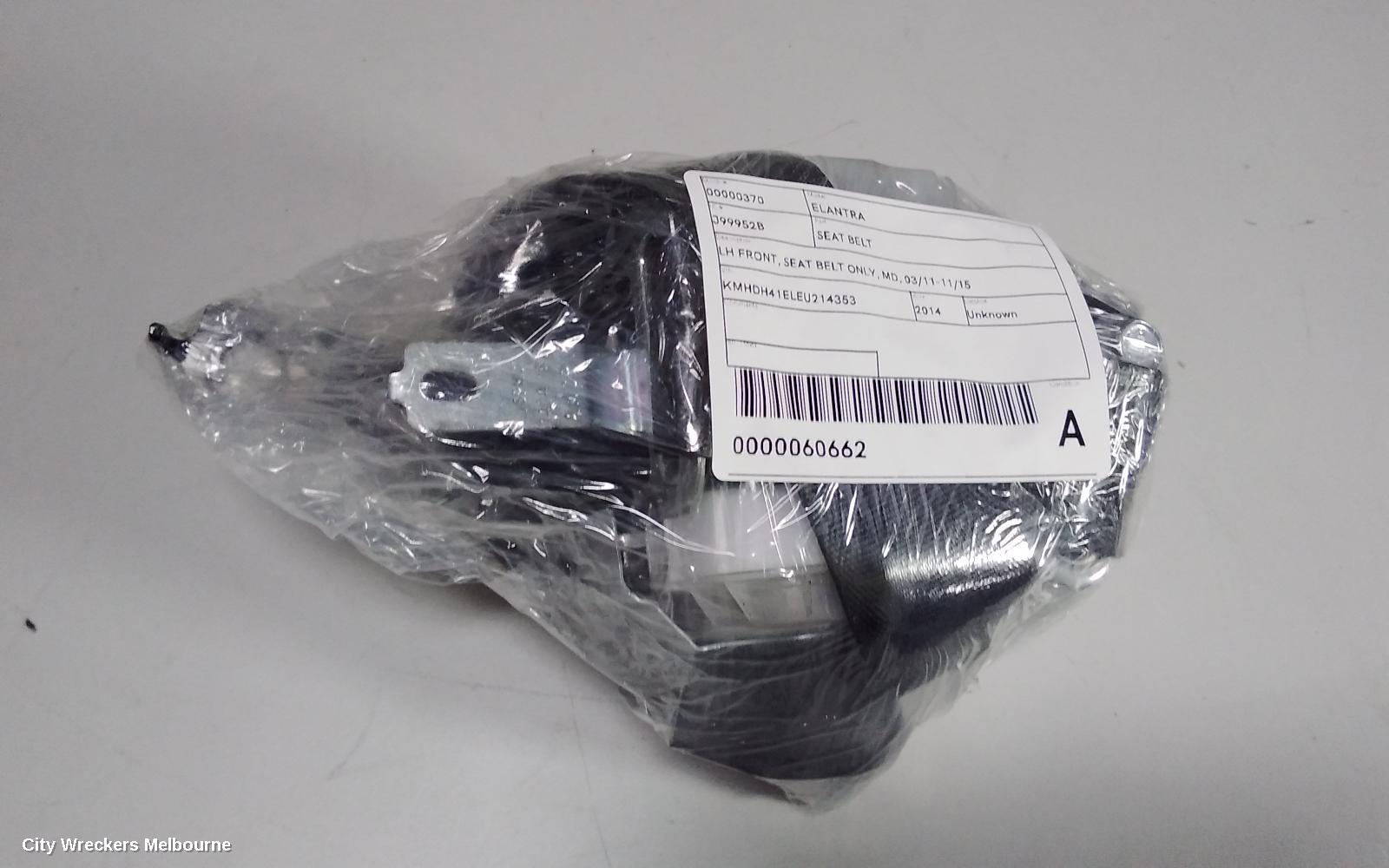 HYUNDAI ELANTRA SEATBELT/STALK, LH FRONT, SEAT BELT ONLY, MD, 03/2011 - 11/2015