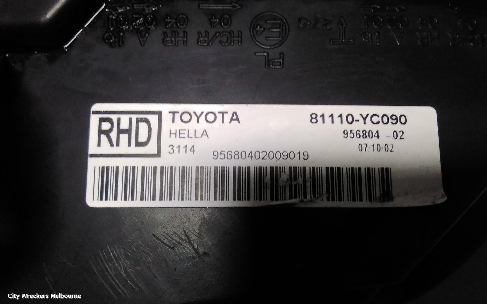 TOYOTA CAMRY RIGHT HEADLAMP, SK36, ALTISE/ATEVA/AZURA, CHROME INSERT TYPE, 08/2002 - 09/2004