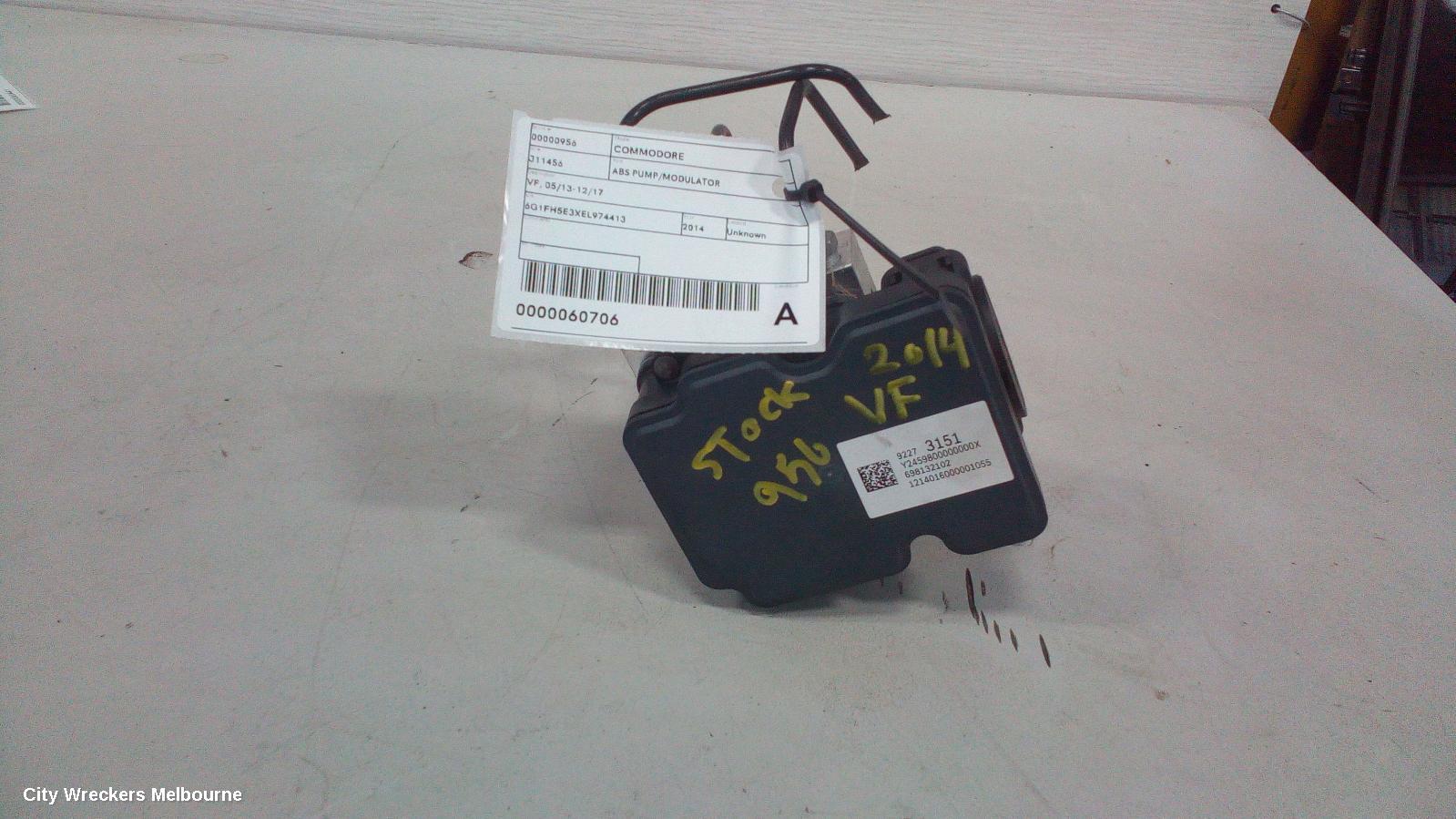 HOLDEN COMMODORE ABS PUMP/MODULATOR, VF, NON TRACTION CONTROL TYPE, 05/2013 - 12/2017
