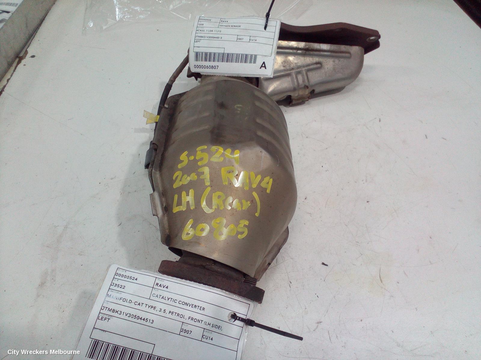 TOYOTA RAV4 CATALYTIC CONVERTER, MANIFOLD-CAT TYPE, 3.5, PETROL, FRONT (LH SIDE), ACA3#/GSA3#, 08/2007 - 11/2012