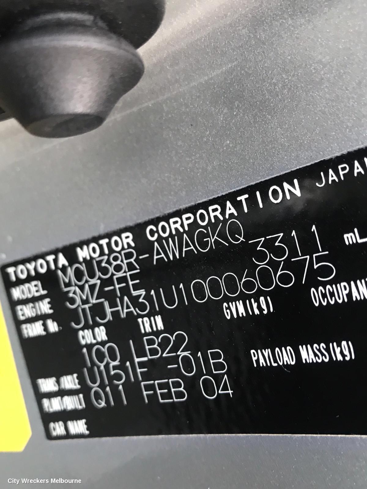 LEXUS RX SERIES RADIO/CD/DVD/SAT/TV, CD/TAPE PLAYER ONLY, MCU3#, 04/2003 - 11/2005