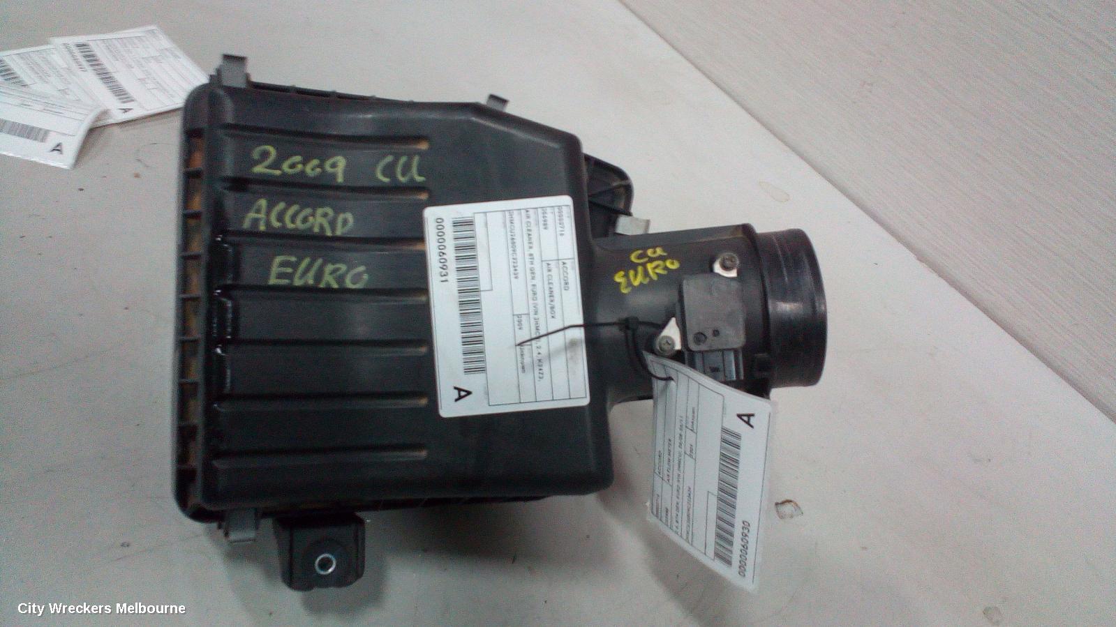 HONDA ACCORD AIR CLEANER/BOX, AIR CLEANER, 8TH GEN, EURO (VIN JHMCU), 2.4, K24Z3, 06/2008 - 12/2015