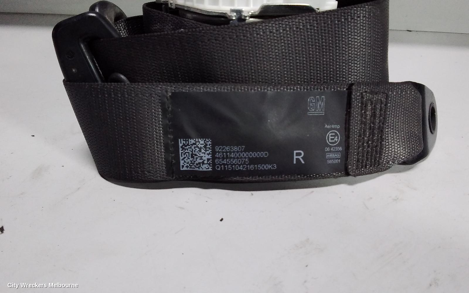 HOLDEN COMMODORE SEATBELT/STALK, RH FRONT, SEAT BELT ONLY, VF, 05/2013 - 12/2017