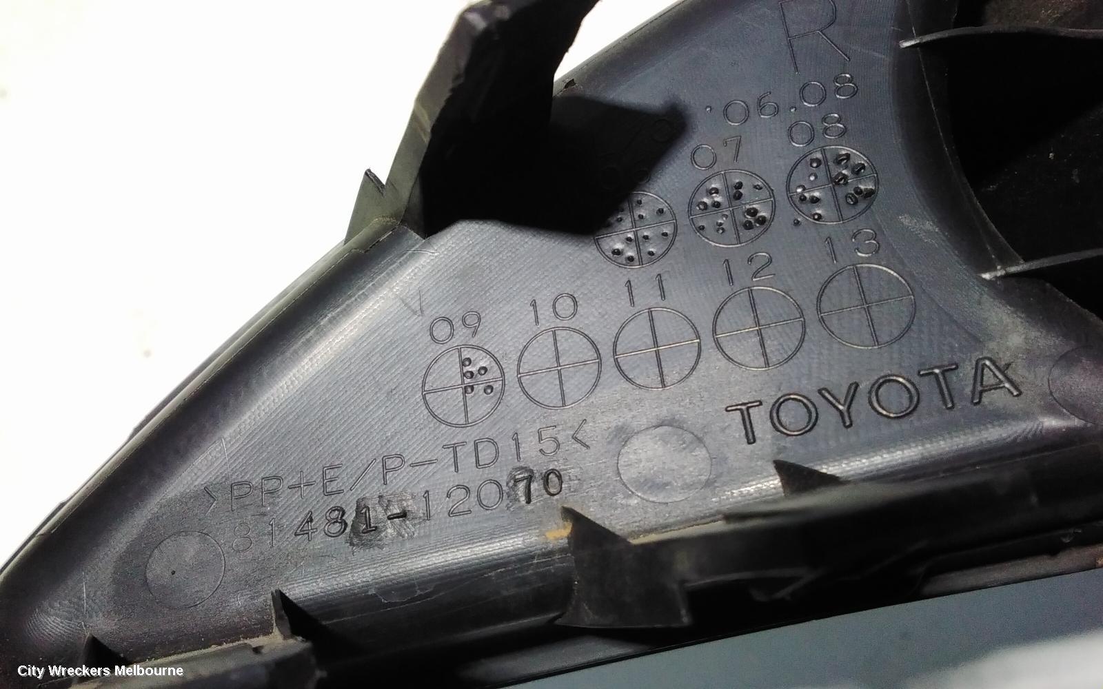 TOYOTA COROLLA RIGHT INDICATOR/FOG/SIDE, BUMPER FOGLAMP, ZRE152R, HATCH, 03/2007 - 10/2009
