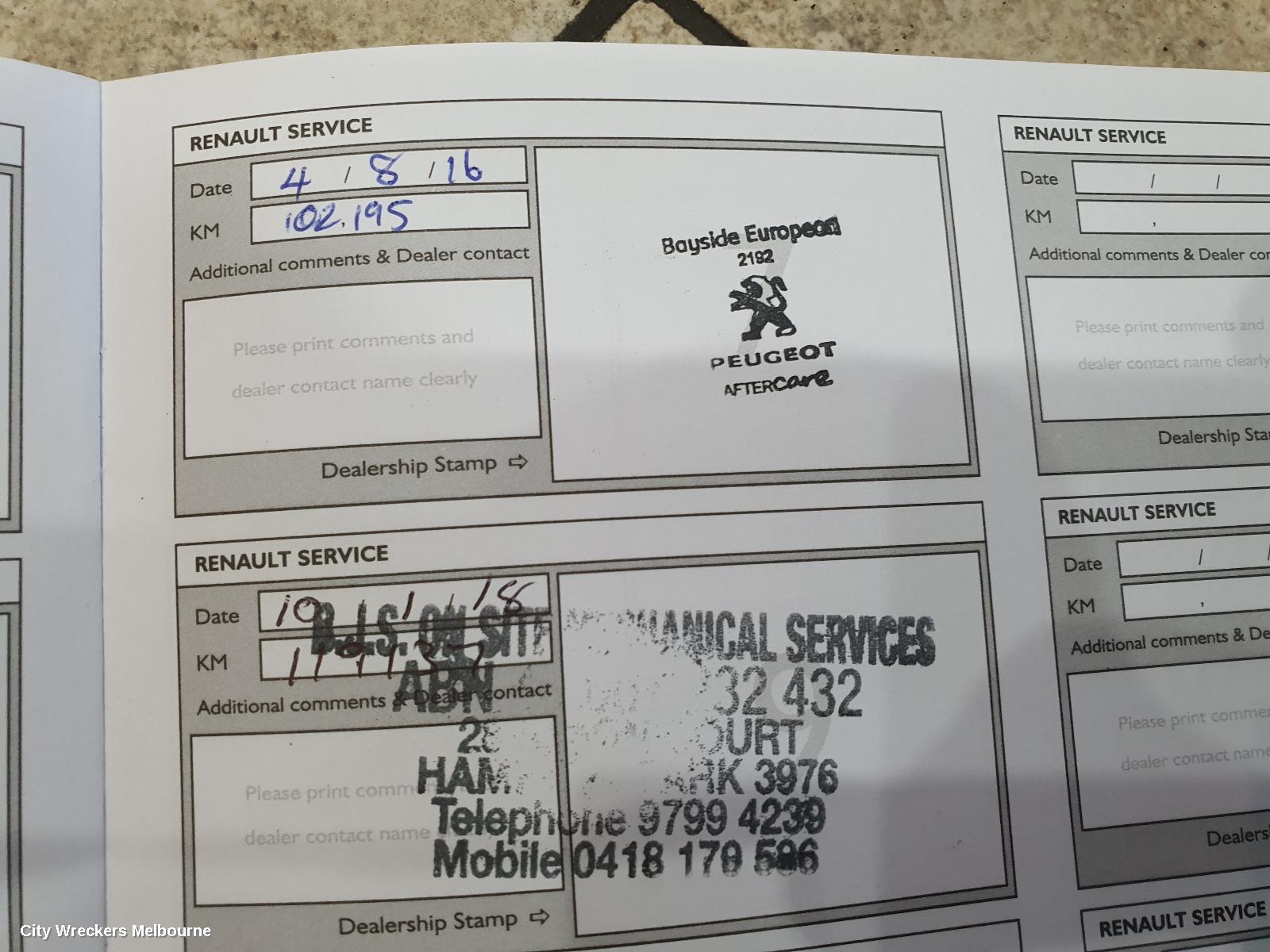 RENAULT KALEOS OWNERS HANDBOOK, H45 11/2011 - 08/2013