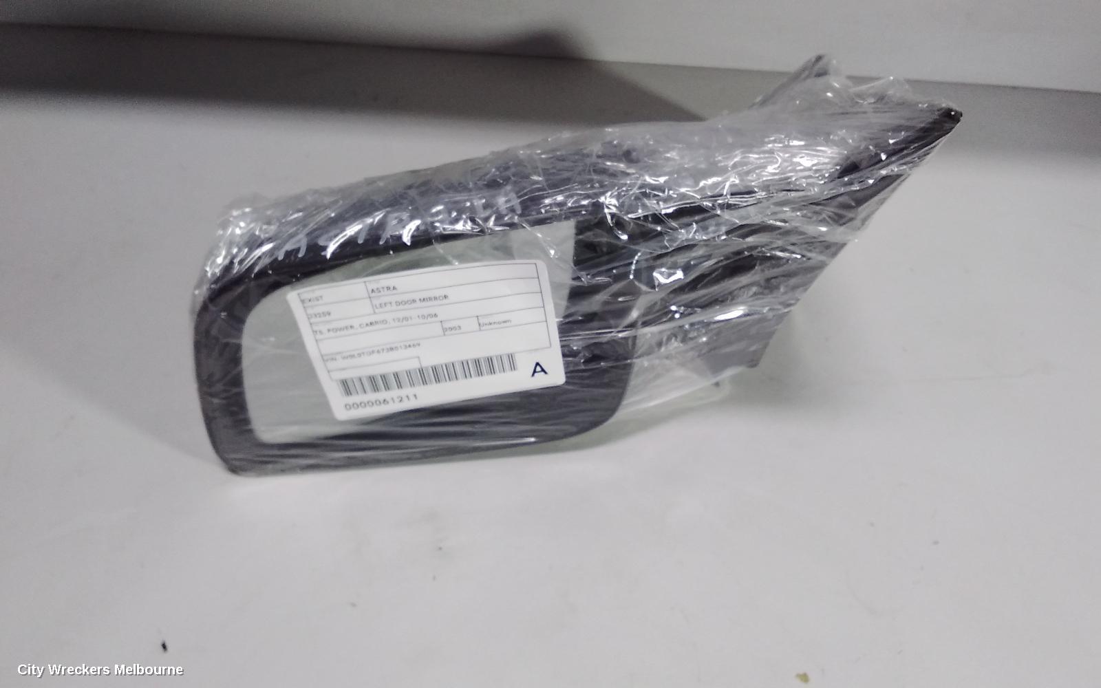 HOLDEN ASTRA LEFT DOOR MIRROR, TS, POWER, CABRIO, 12/2001 - 10/2006
