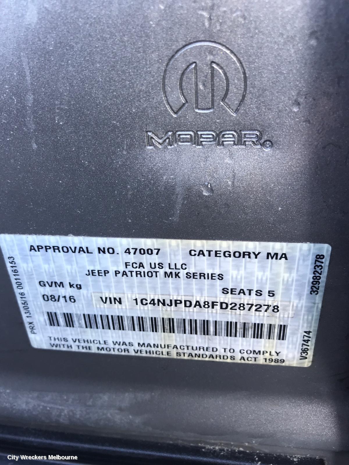JEEP PATRIOT LEFT GUARD LINER, MK, 08/2007 - 12/2016