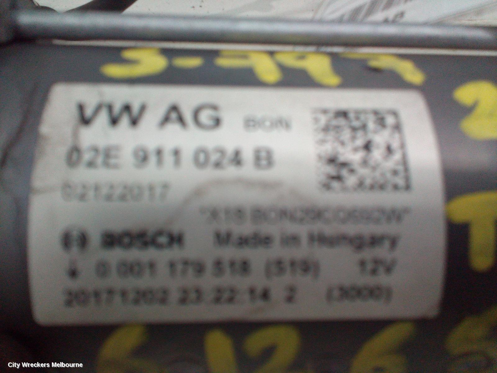 VOLKSWAGEN TIGUAN STARTER, PETROL, 2.0, BOSCH, CHHB/CZPA/DGVA/CXDA CODE, 5NA, 06/2016 ONWARDS