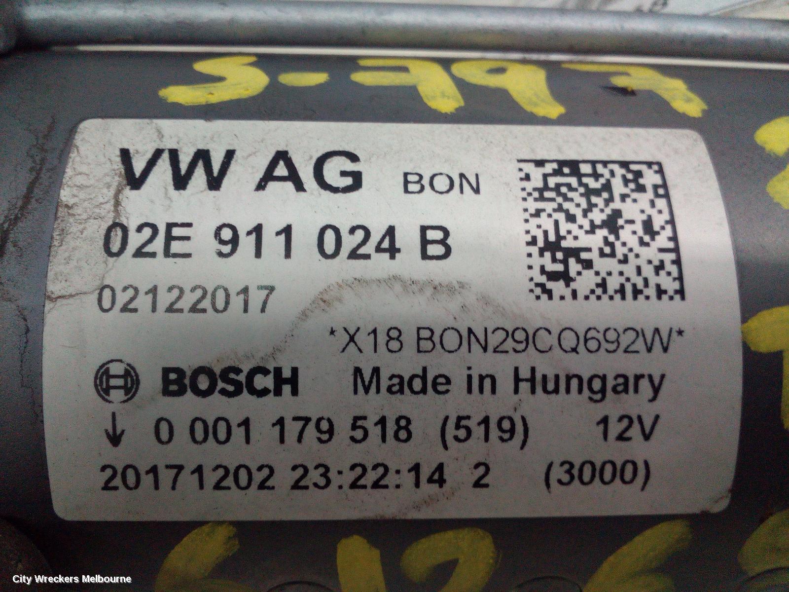 VOLKSWAGEN TIGUAN STARTER, PETROL, 2.0, BOSCH, CHHB/CZPA/DGVA/CXDA CODE, 5NA, 06/2016 ONWARDS